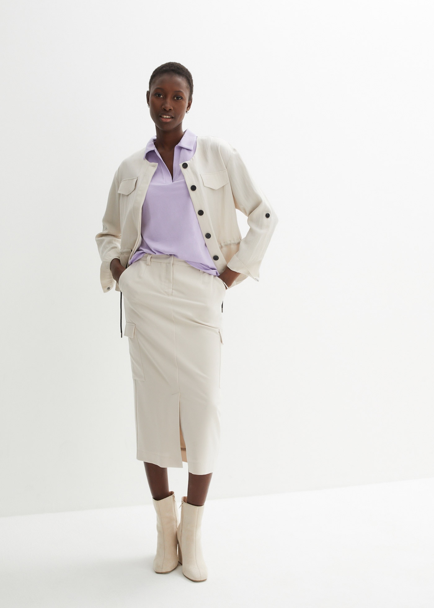 bonprix T-Shirt 1 Regular Fit Passform, Kurzarm, offener Polokragen