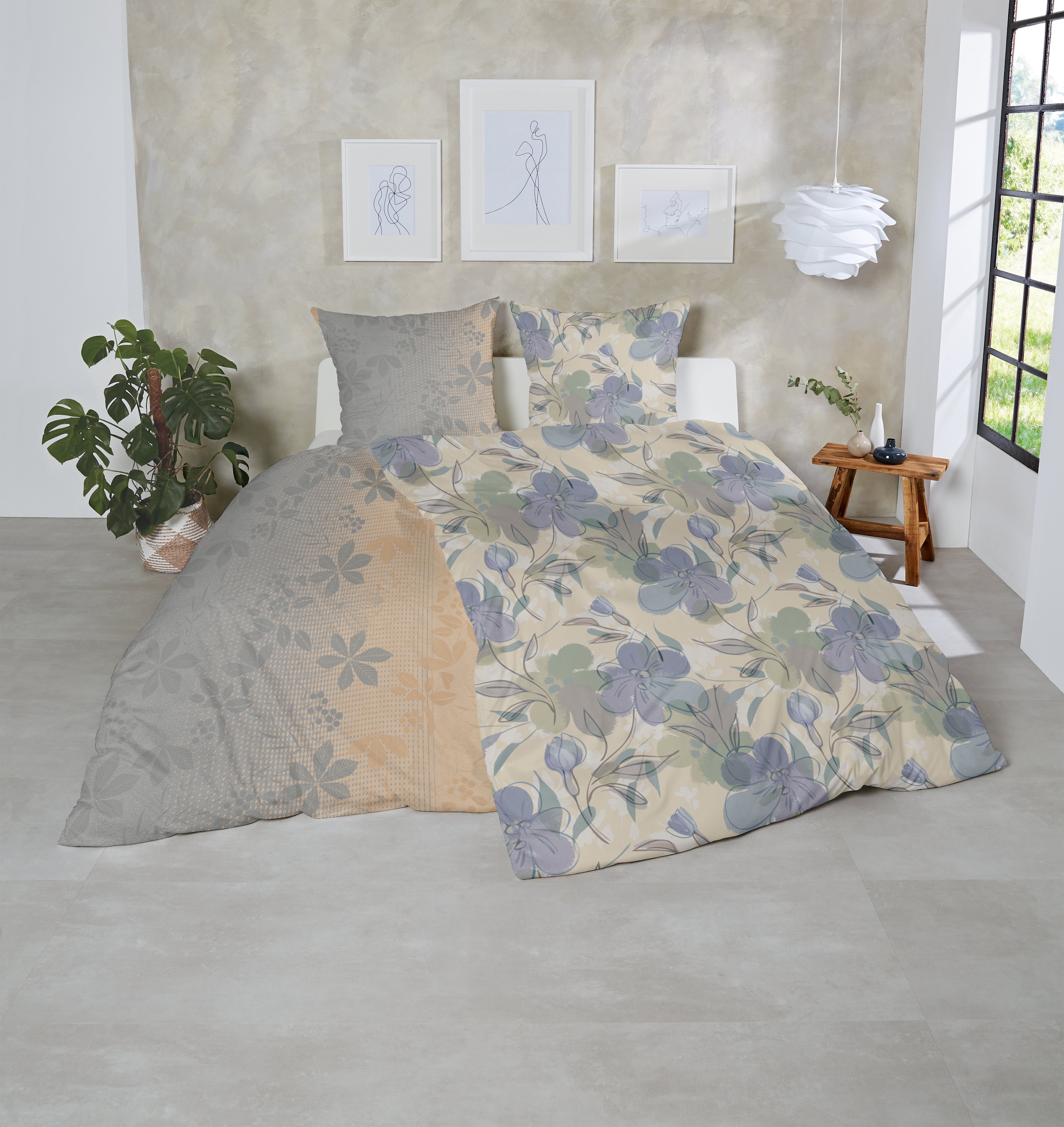 Primera Bettwäsche »Feinbiber-Bettwäsche Floris« 2 Stk. tlg. mit zarten Blüten