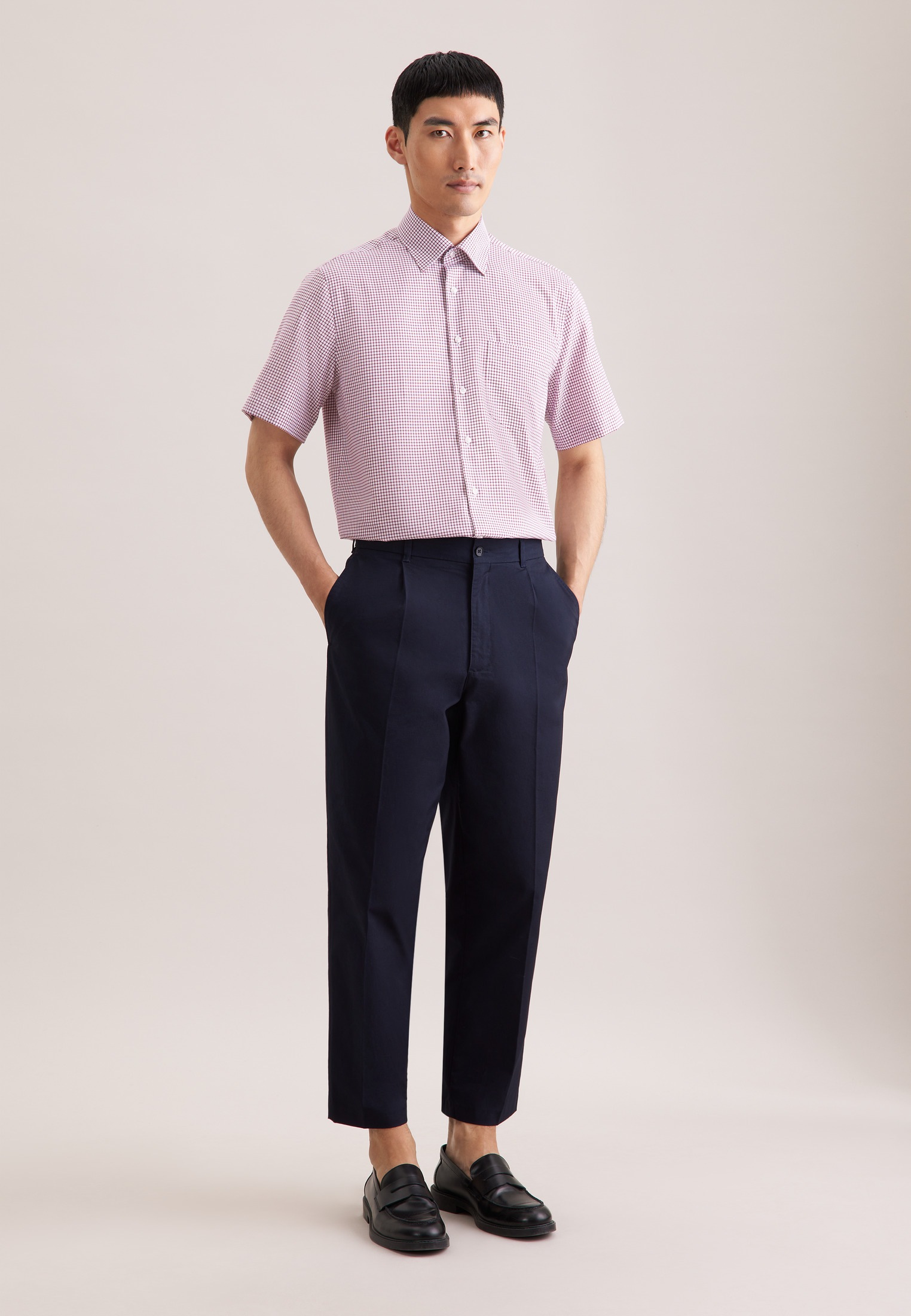 seidensticker Businesshemd »Schwarze Rose« Regular 1/2 Covered-Button-Down-Kragen Karo