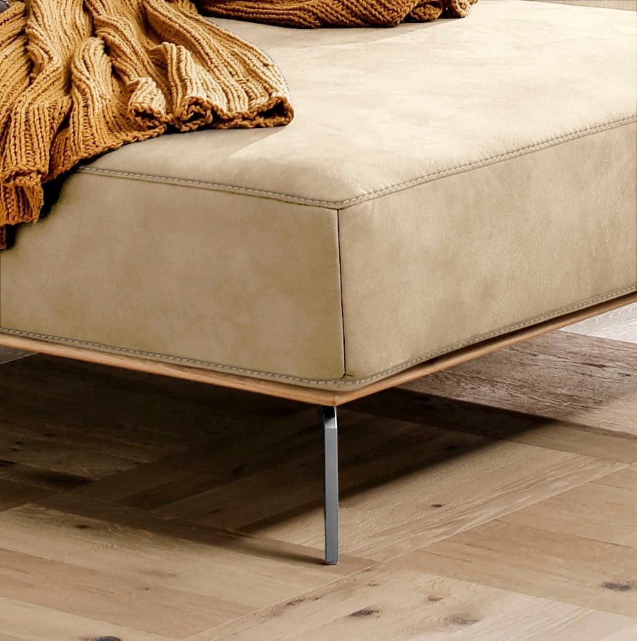 W.SCHILLIG Ecksofa »run, Designsofa, bequem, L-Form«, mit elegantem Holzsockel, Füße in Chrom glänzend, Breite 299 cm