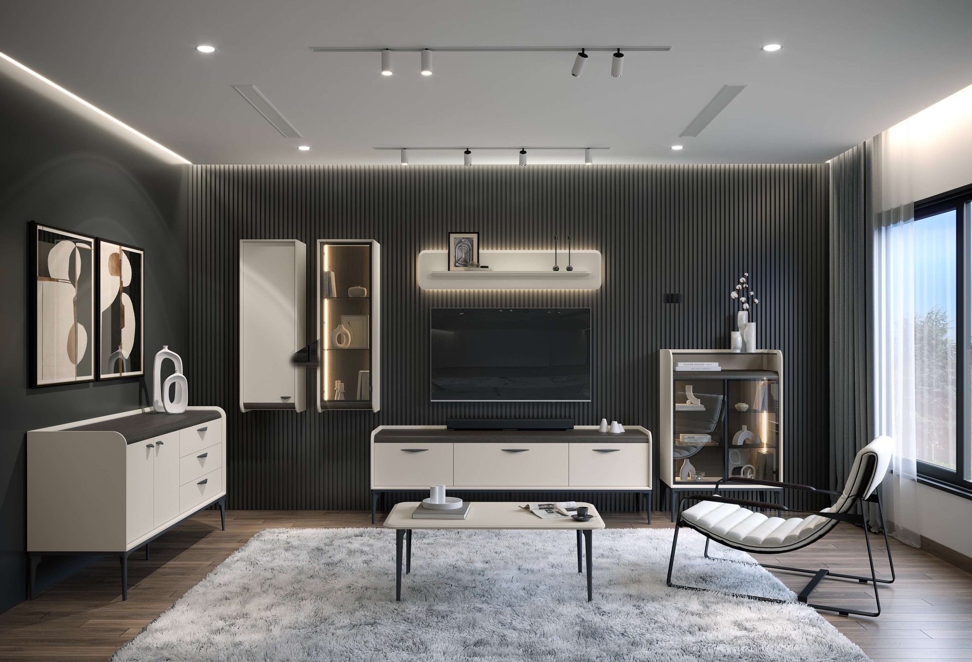 OTTO home Kommode »Soffy Kombikommode, Sideboard, Schubladenkommode« UV lackiert, Soft Close Funktion, Metallgestell in Anthrazit Dekor