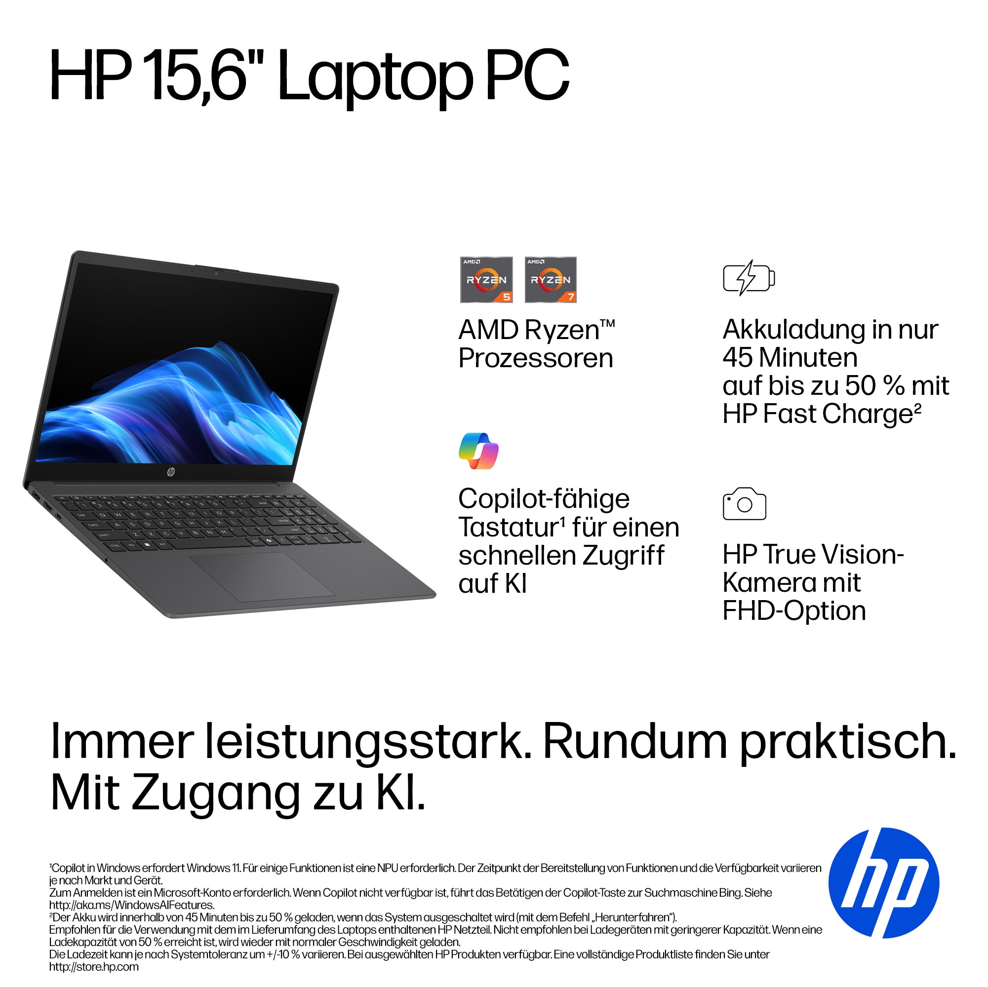 HP Notebook »15-fc103Xngx« 39,6 cm / 15,6 ″ AMD Ryzen 3 Radeon™ 610M 256 GB SSD