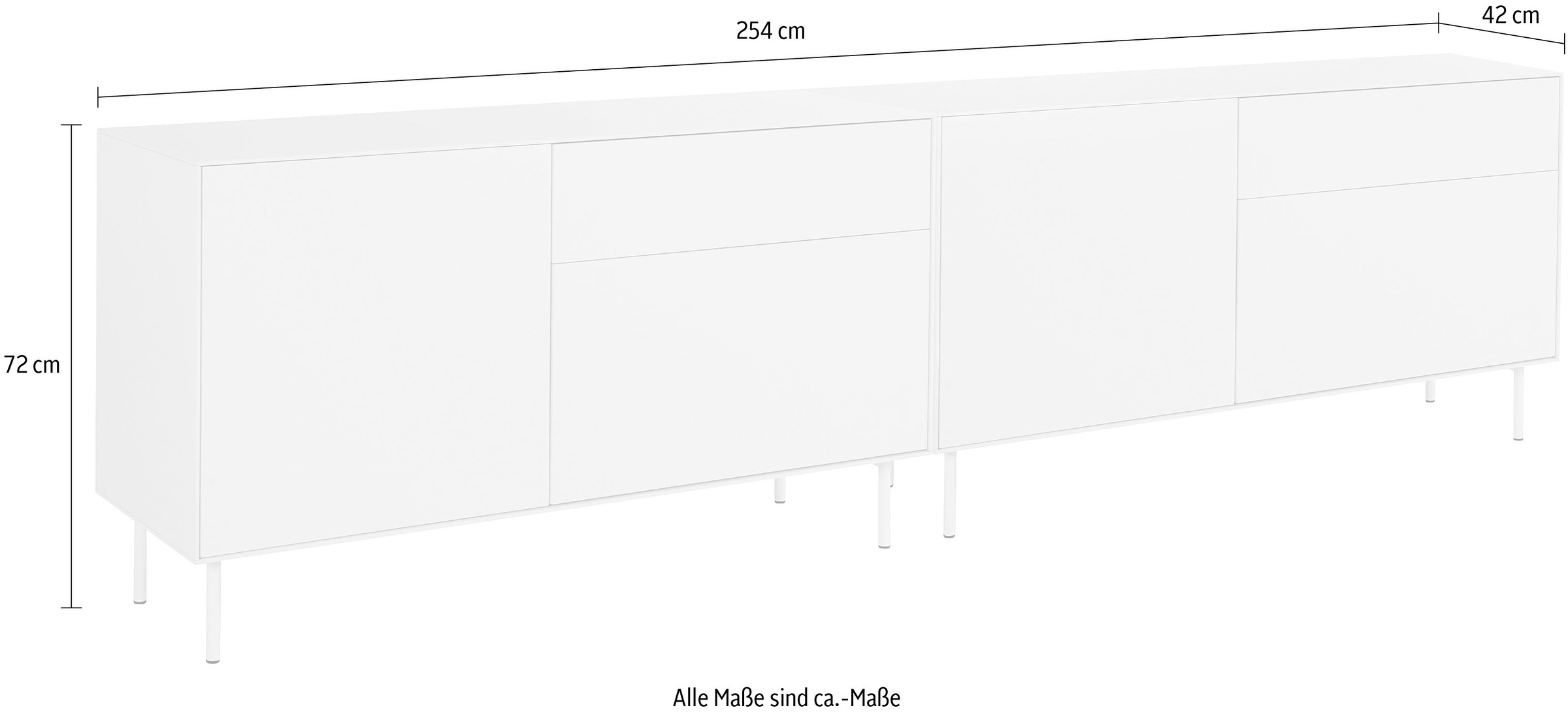 LeGer Home by Lena Gercke Lowboard »Essentials«, (2 St.), Breite: 254cm, MDF lackiert, Push-to-open-Funktion