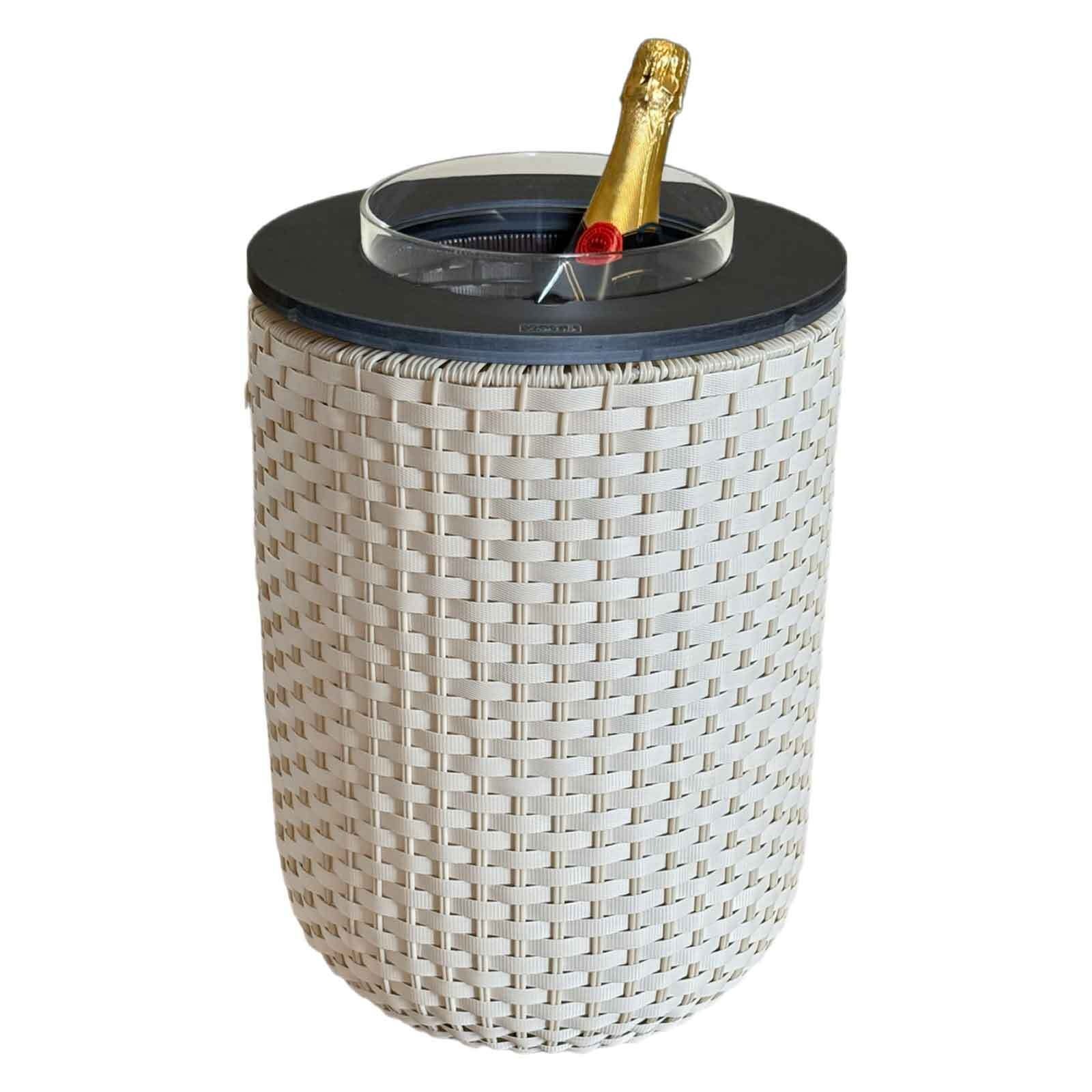 COOTAB Cooler Table Beistelltisch »4-in-1 Loungetisch mit Acryl-Kühler London 50 cm« 1 Stk. tlg. Wetterfest, Pflegeleicht, Hitzebeständig, Verstellbare Füße