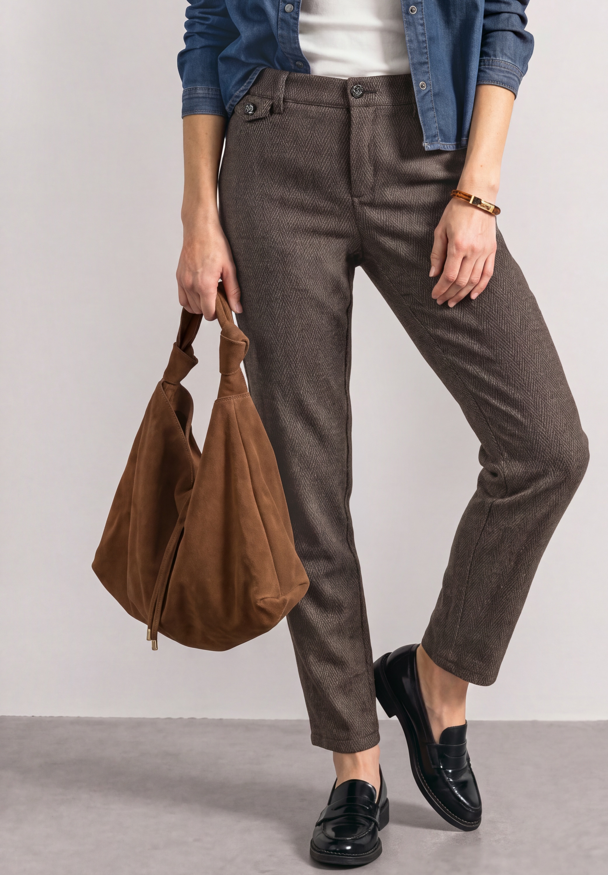 STREET ONE Chinohose »Style Anouk«  mit Fishbone-Muster / Viskose-Stretch