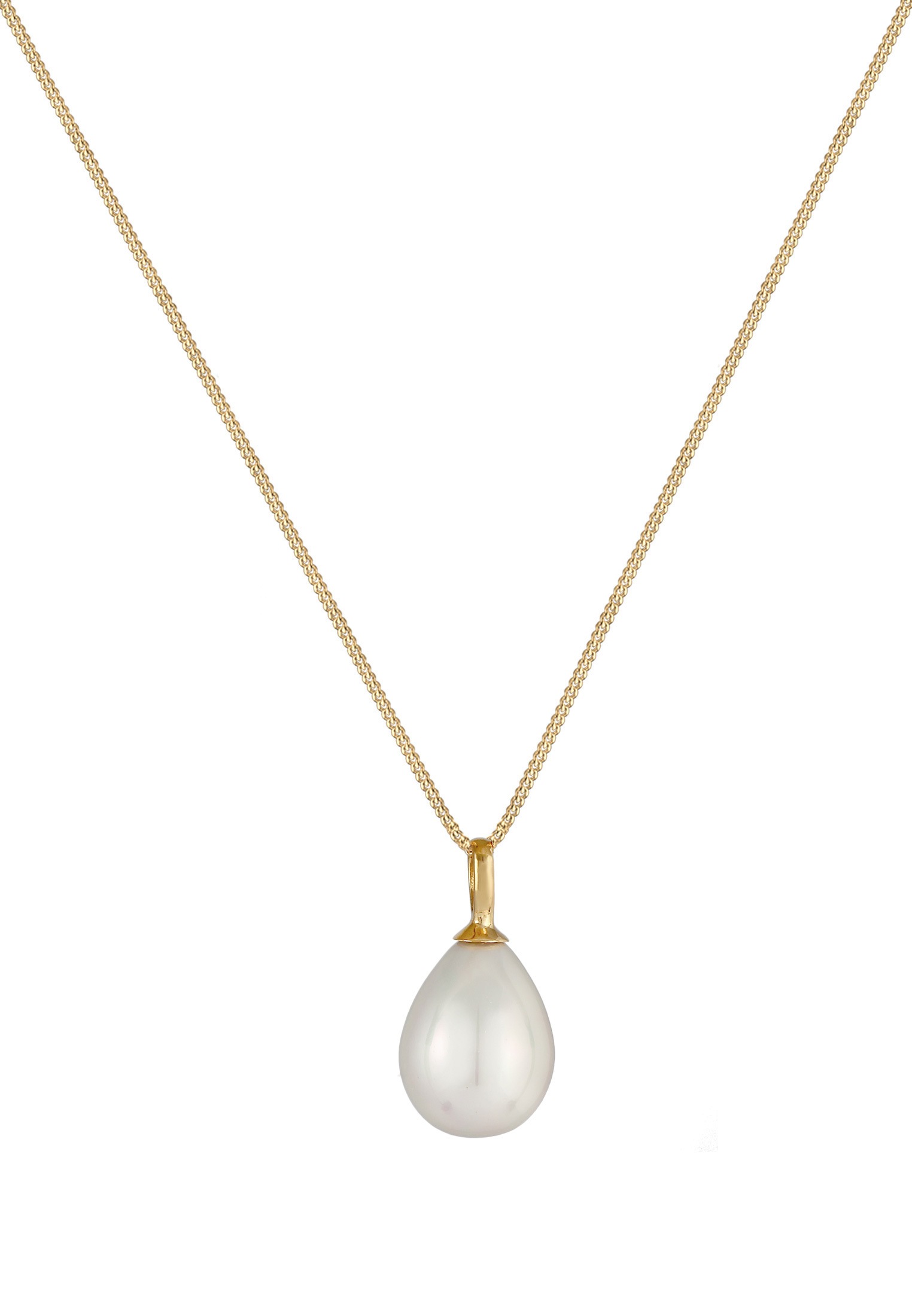 Nenalina Silberkette »Halskette Muschelkernperle Tropfen Klassik 925 Silber«