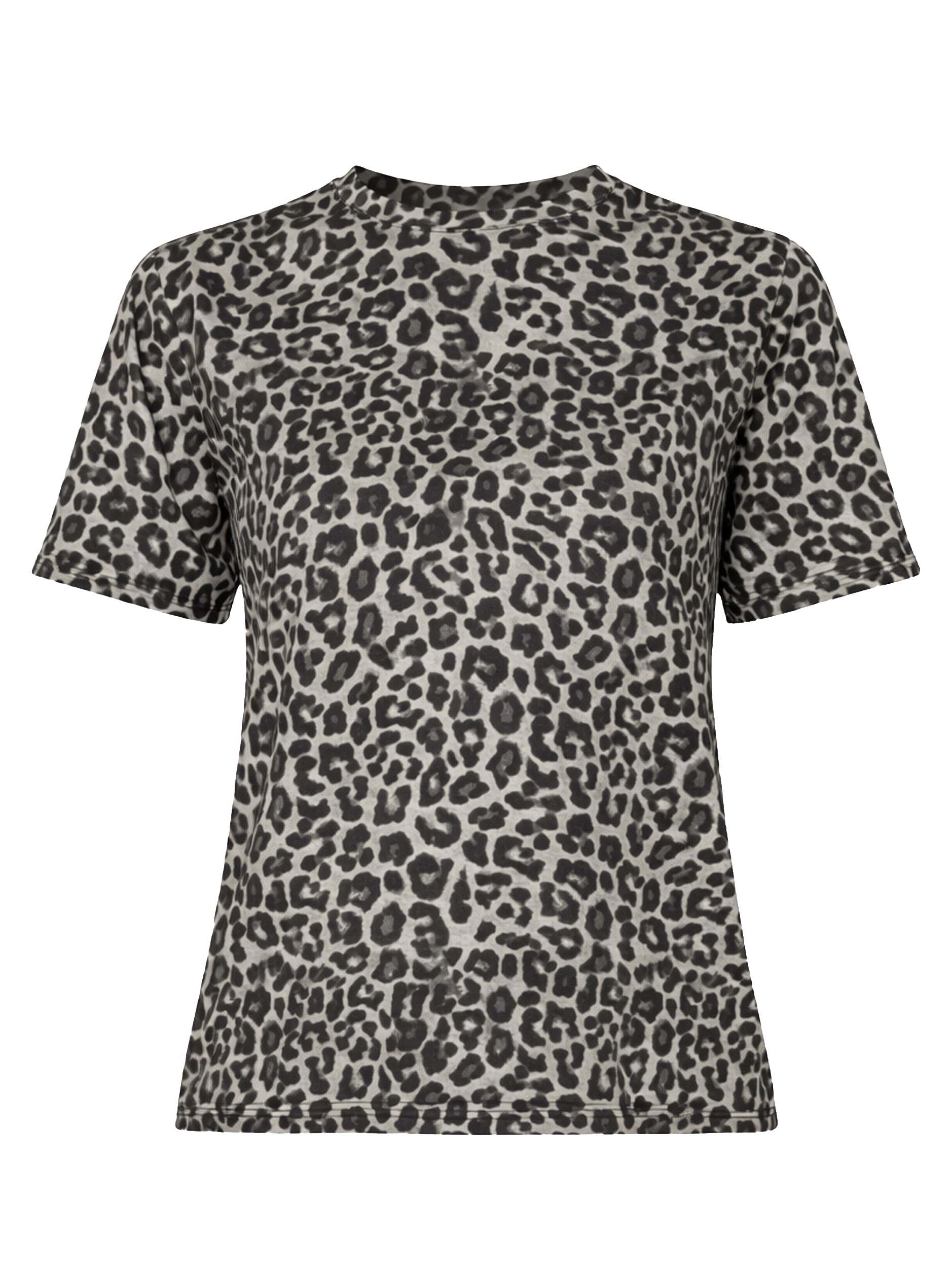 SASSYCLASSY T-Shirt »T-Shirt mit Leo-Print« Trendiges Baumwollshirt mit Rundhalsausschnitt Braun Grau