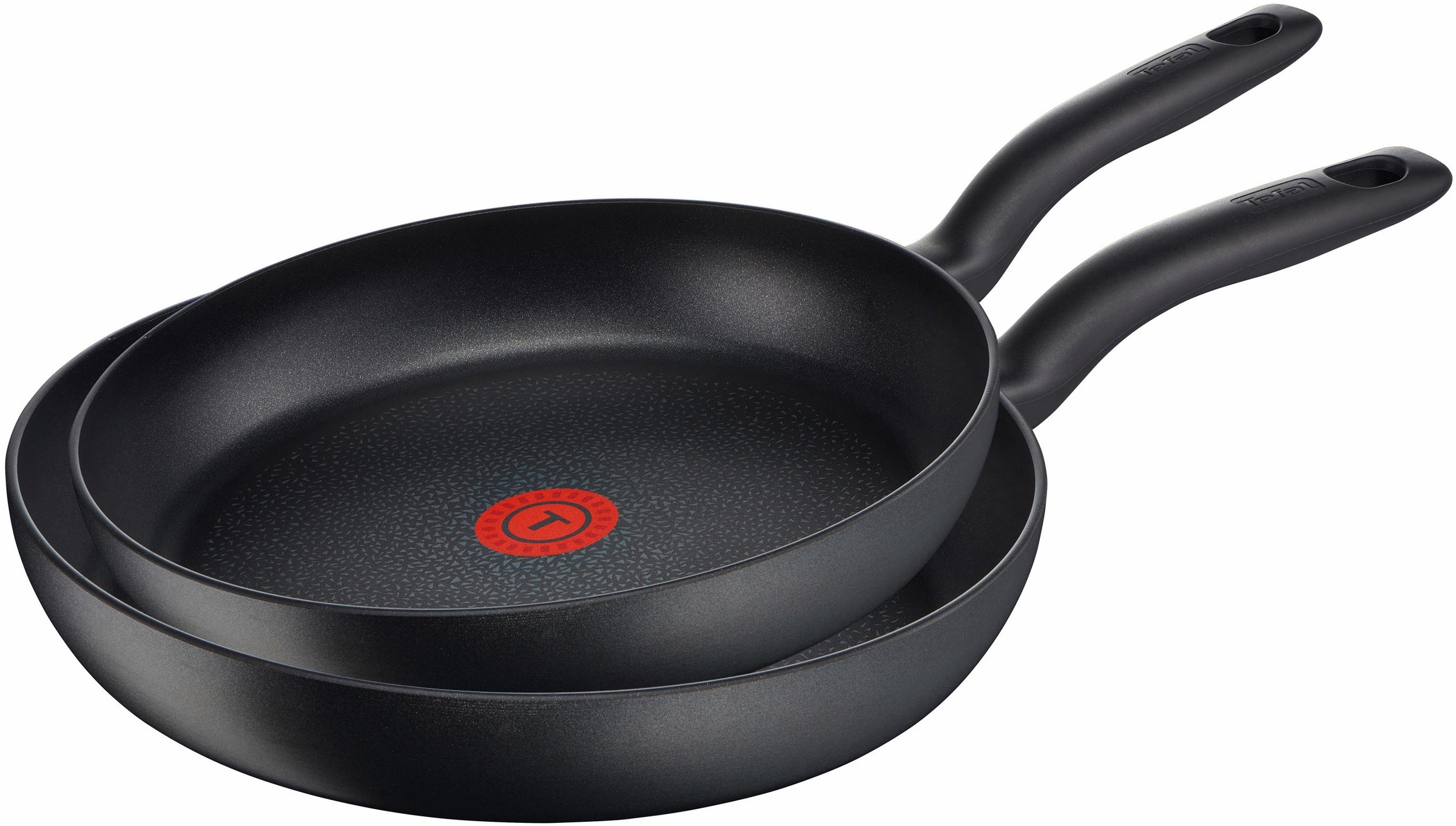 Tefal Pfannen-Set »Hard Titanium Plus«, Aluminium, (Set, 2 tlg.), C69590, Ø 24/28 cm, Antihaft-Beschichtung, Thermo-Signal-Technologie, induktionsgeeignet, für alle Herdarten, Schwarz