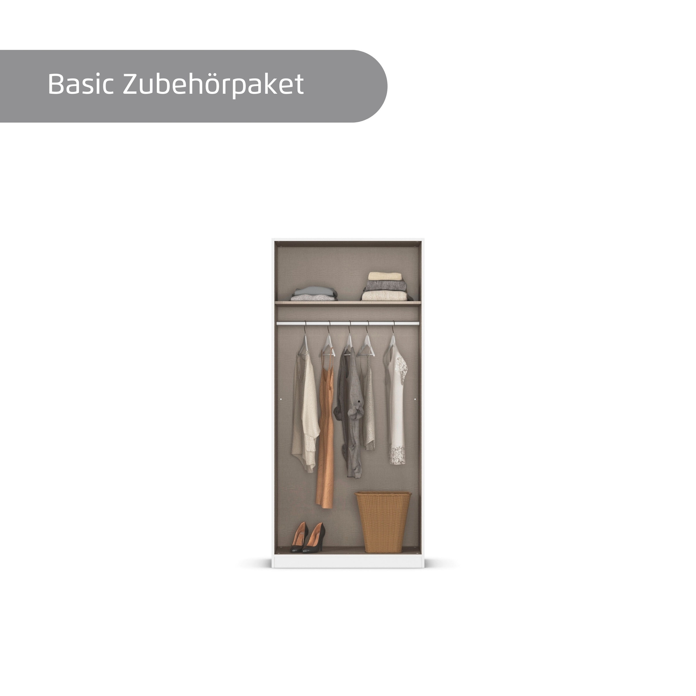 rauch Kleiderschrank »Drehtürenschrank Schrank Garderobe Wäscheschrank Schlafzimmer AVOLA«, (in 3 verschiedenen Ausstattungen BASIC/CLASSIC/PREMIUM), mit hochwertigen Stangengriffen in Schwarz aus Metall MADE IN GERMANY