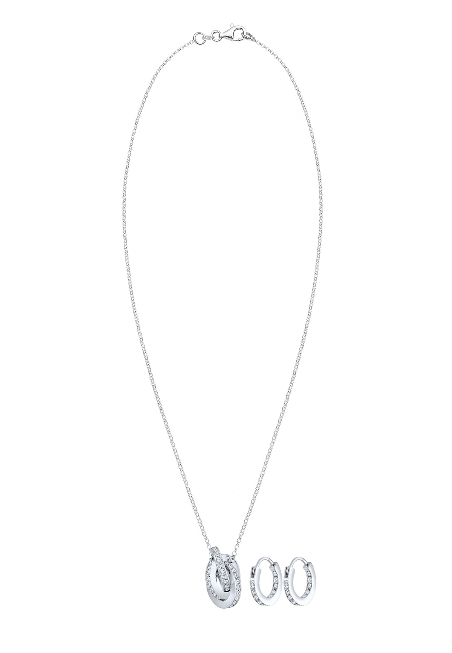 Elli Premium Ohrring und Ketten Set »Schmuckset Knoten Weiß 925 Sterling Silber, mit Kristallen von Swarovski®«