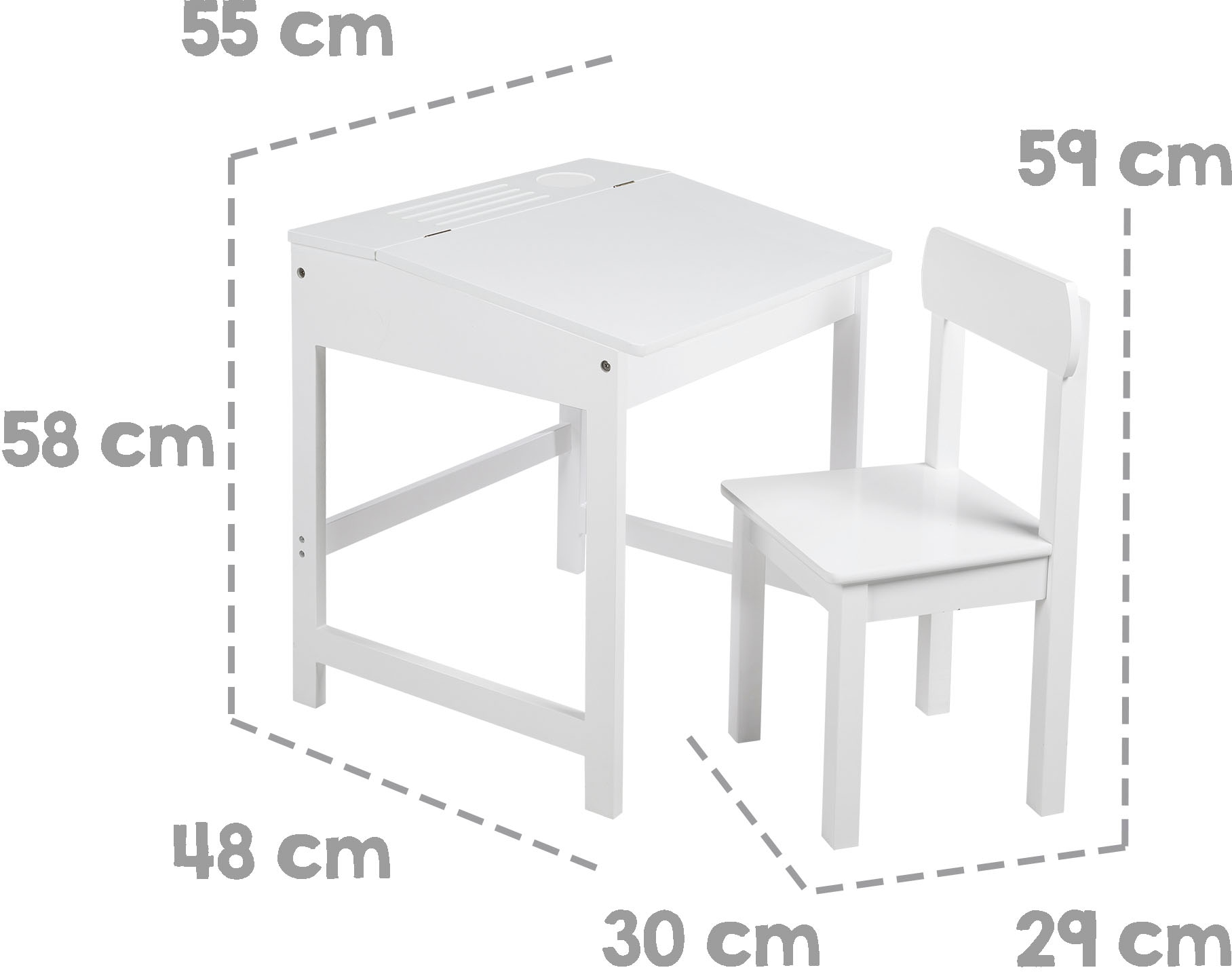 roba® Kinderschreibtisch »Schulpult, weiß«, inkluisve Stuhl bei OTTO