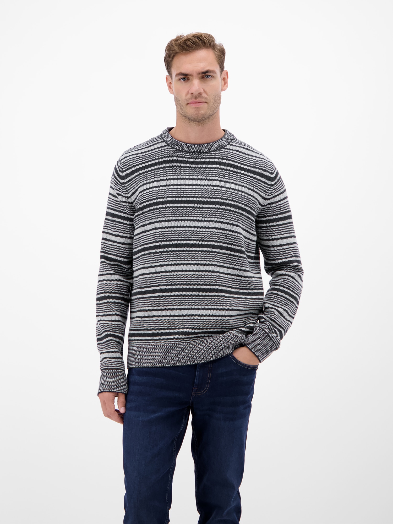 LERROS Strickpullover »Herren Crewneck-Stricker, gestreift«