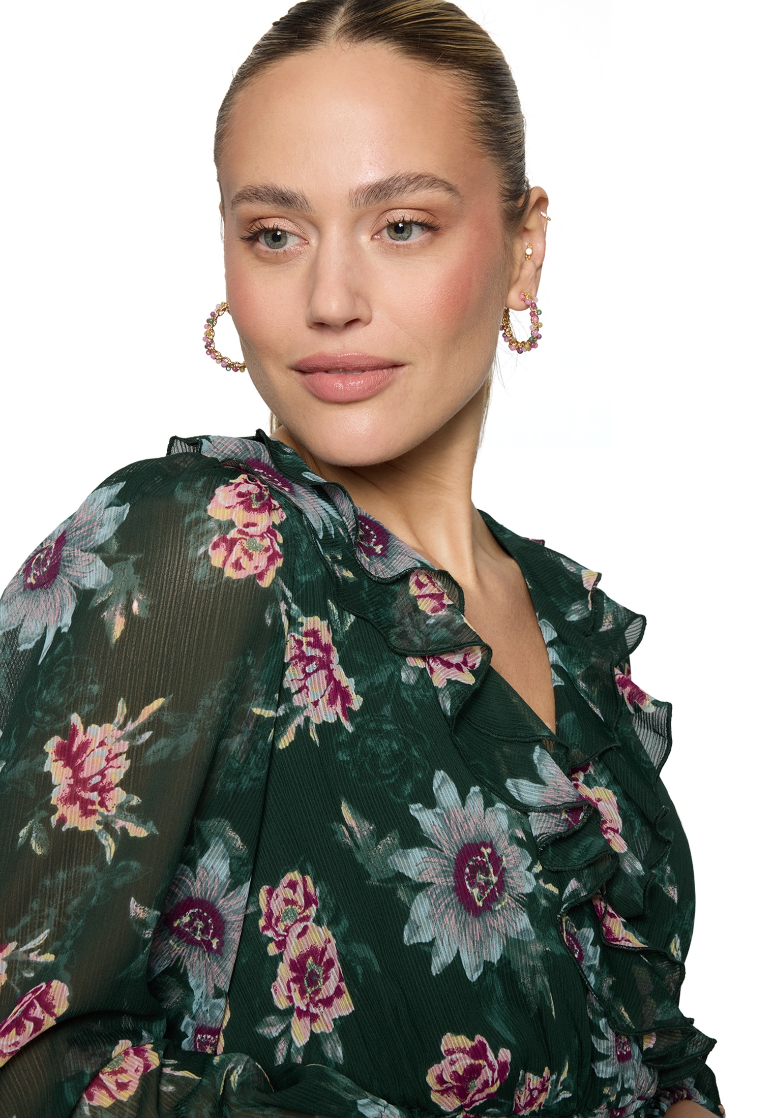 Zero Chiffonkleid »Maxikleid langarm mit Blumen«