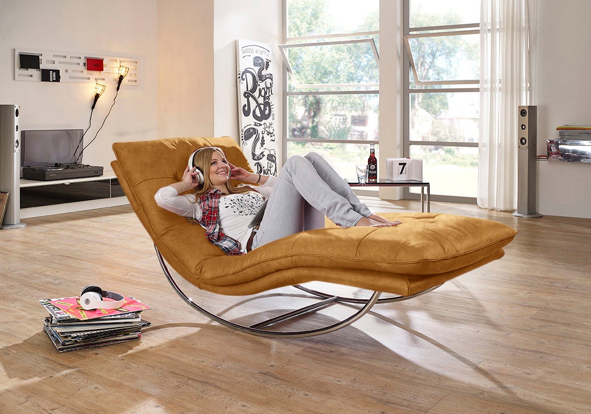 W.SCHILLIG Relaxliege »daily dreams« in Waffelkissen-Optik, Schaukelgestell Chrom glänzend, in 2 Breiten