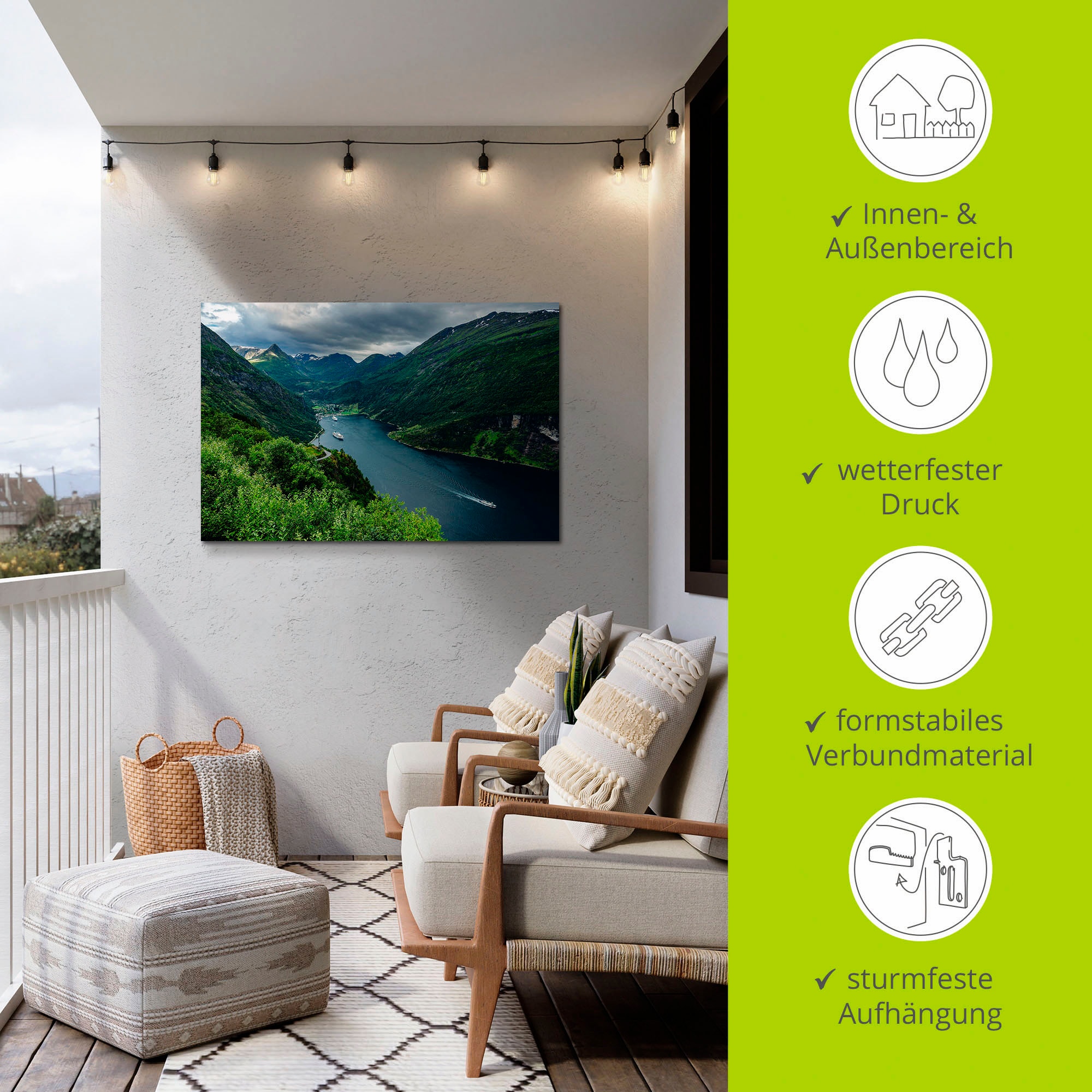 Artland Wandbild »Blick auf den Geirangerfjord Norwegen« Küste 1 Stk. tlg. als Alubild, Leinwandbild in verschied. Größen