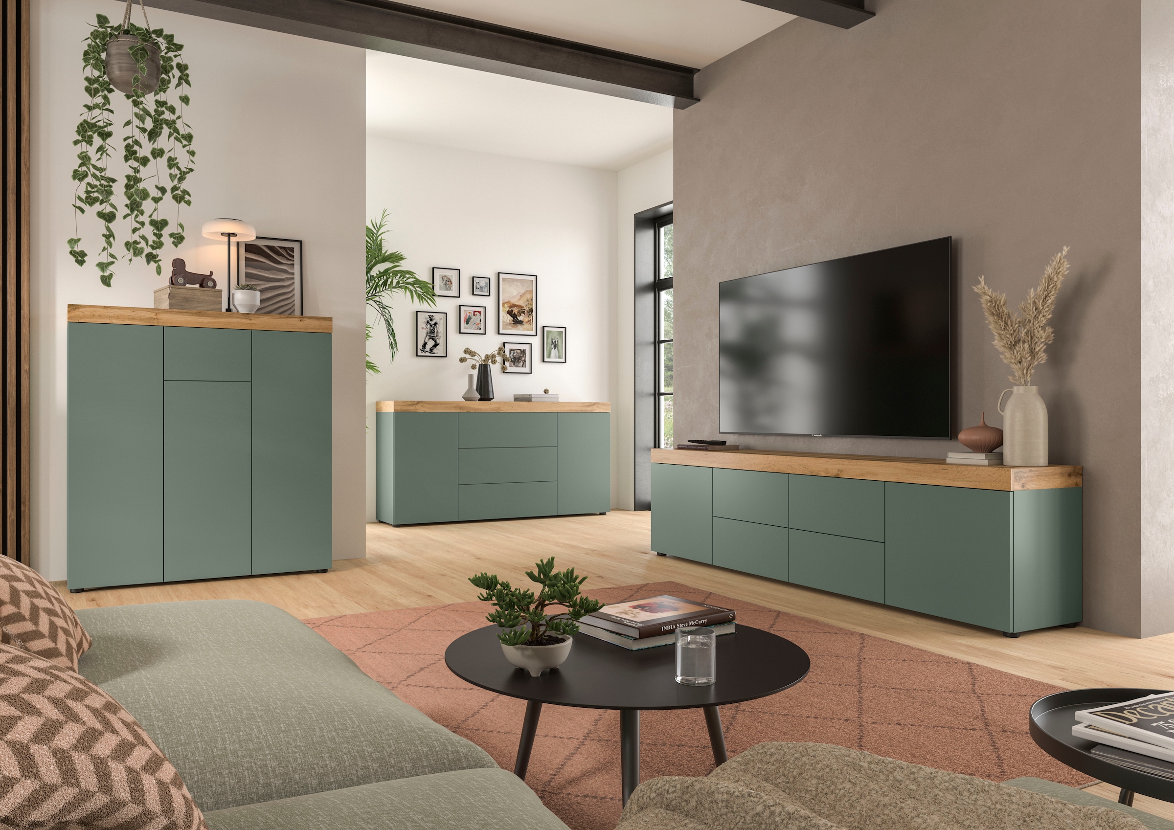 OTTO home Highboard »MAMBO, TOPSELLER!, Höhe 115 cm, in verschiedenen Farben erhältlich« 2 farbige Ausführung, in verschiedenen Farben erhältlich, 1 Stk. tlg. Kommode, Sideboard, Wohnzimmer, Schlafzimmer