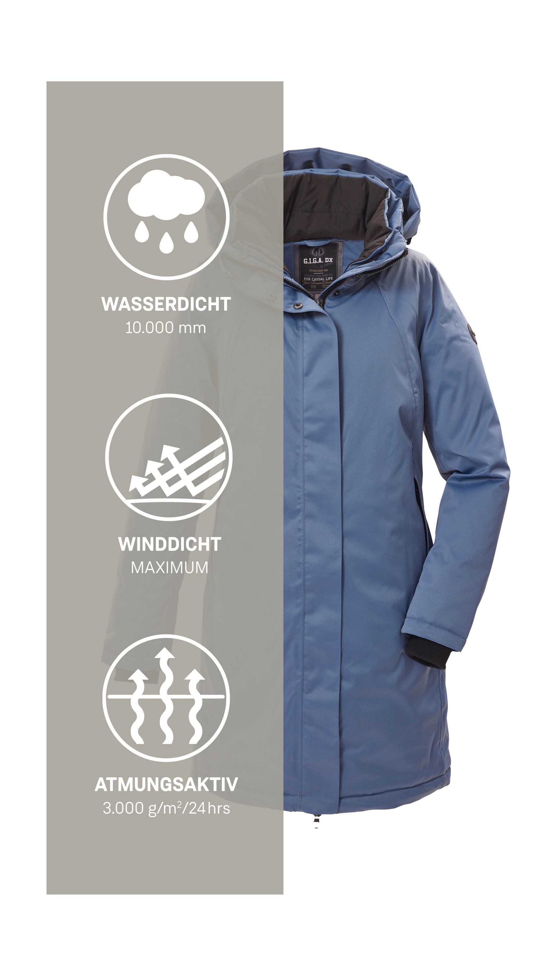G.I.G.A. DX by killtec Parka »GW 93 WMN PRK«, wasserdicht, atmungsaktiv, 2-Wege-Reißverschluss