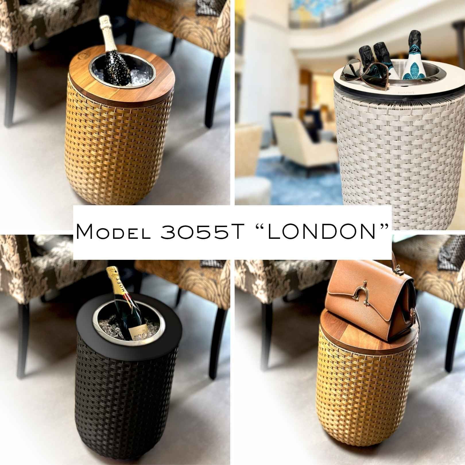 COOTAB Cooler Table Beistelltisch »4-in-1 Loungetisch mit Acryl-Kühler London 50 cm« 1 Stk. tlg. Wetterfest, Pflegeleicht, Hitzebeständig, Verstellbare Füße