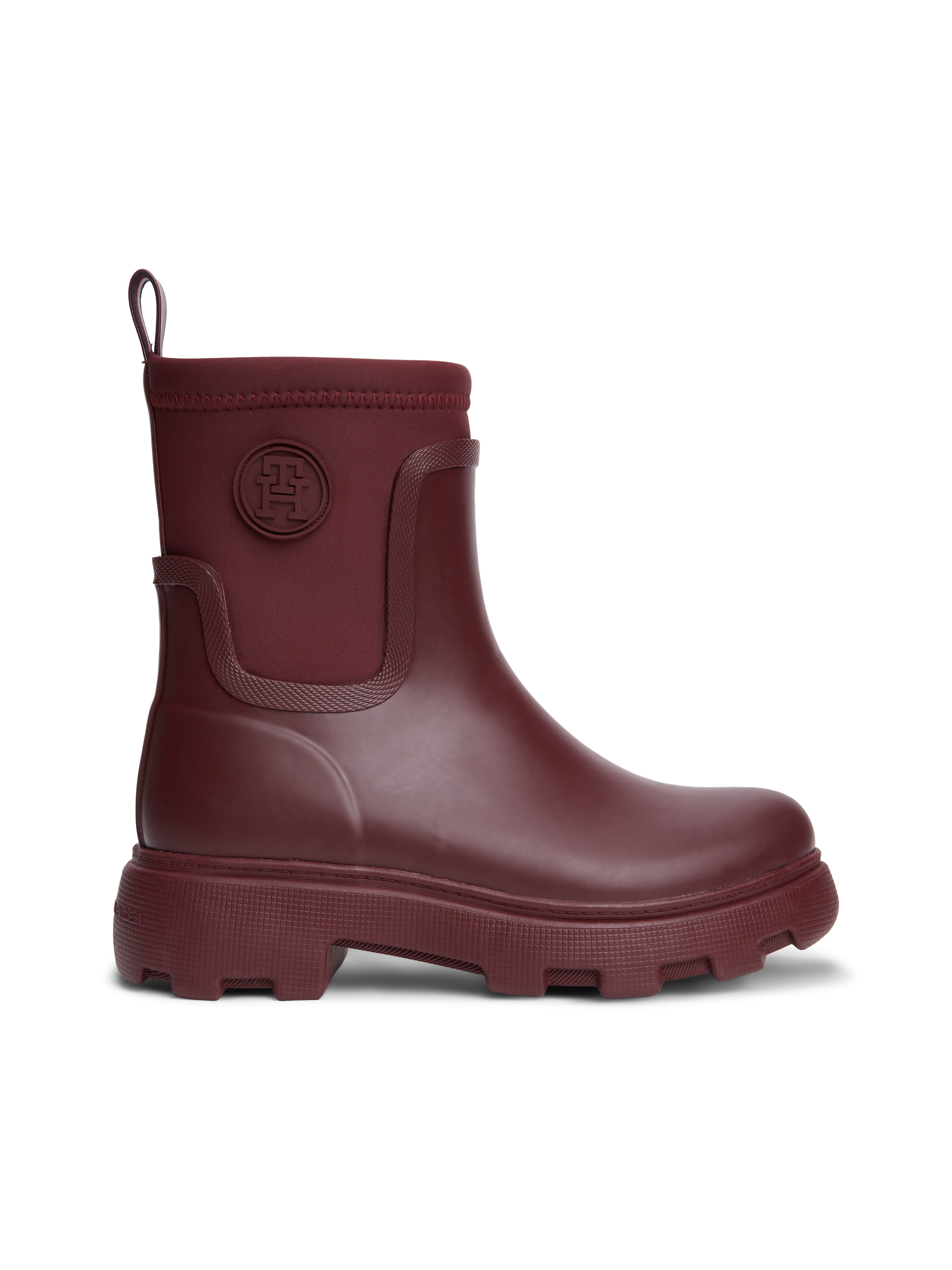 Tommy Hilfiger Gummistiefelette »TH STAMP WARM ANKLE RAIN BOOT«  Blockabsatz, Regenboots mit TH-Logoemblem