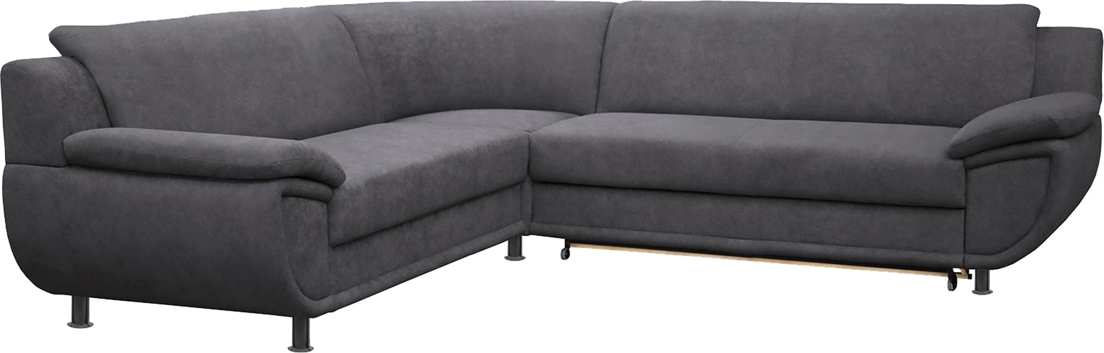 TRENDMANUFAKTUR Ecksofa »Rondo wahlweise mit Schlaffunktion, 267x247 cm (BxT), breite Armlehnen« L-Form, wahlweise mit Federkern bestellbar, Füße schwarz