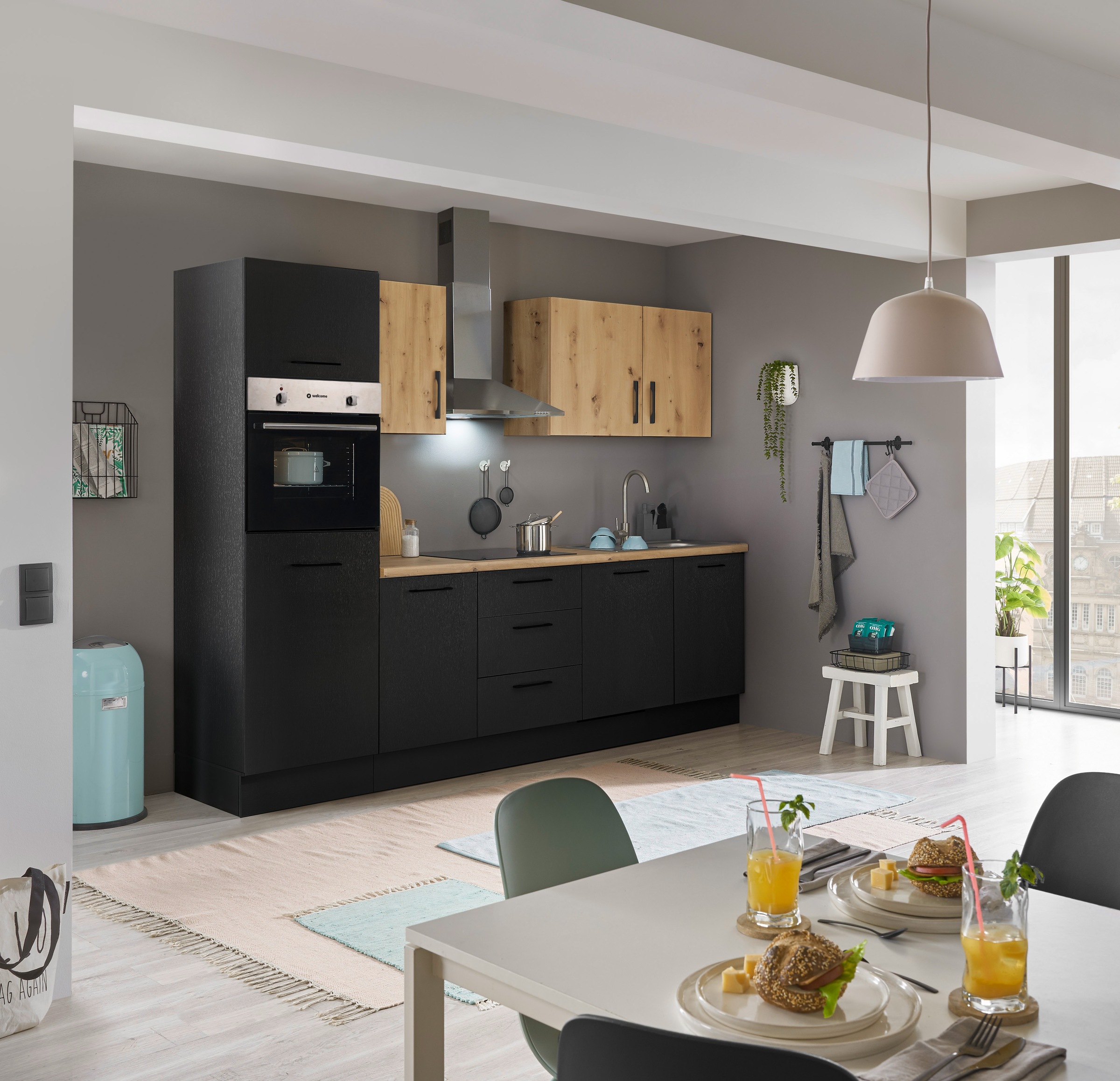 BASIC by Balculina Küchenzeile »Turin« Breite 280 cm, wahlweise mit E-Geräten