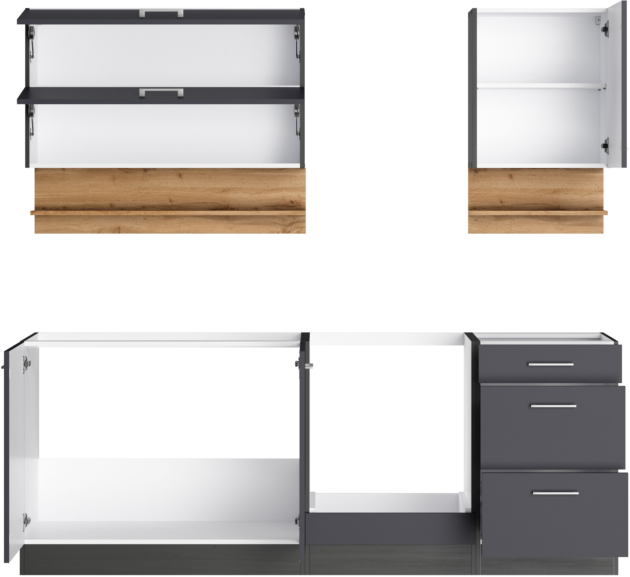 KOCHSTATION Küchenzeile »KS-Milan« 210 cm breit, robuste Metallauszüge, viel Stauraum