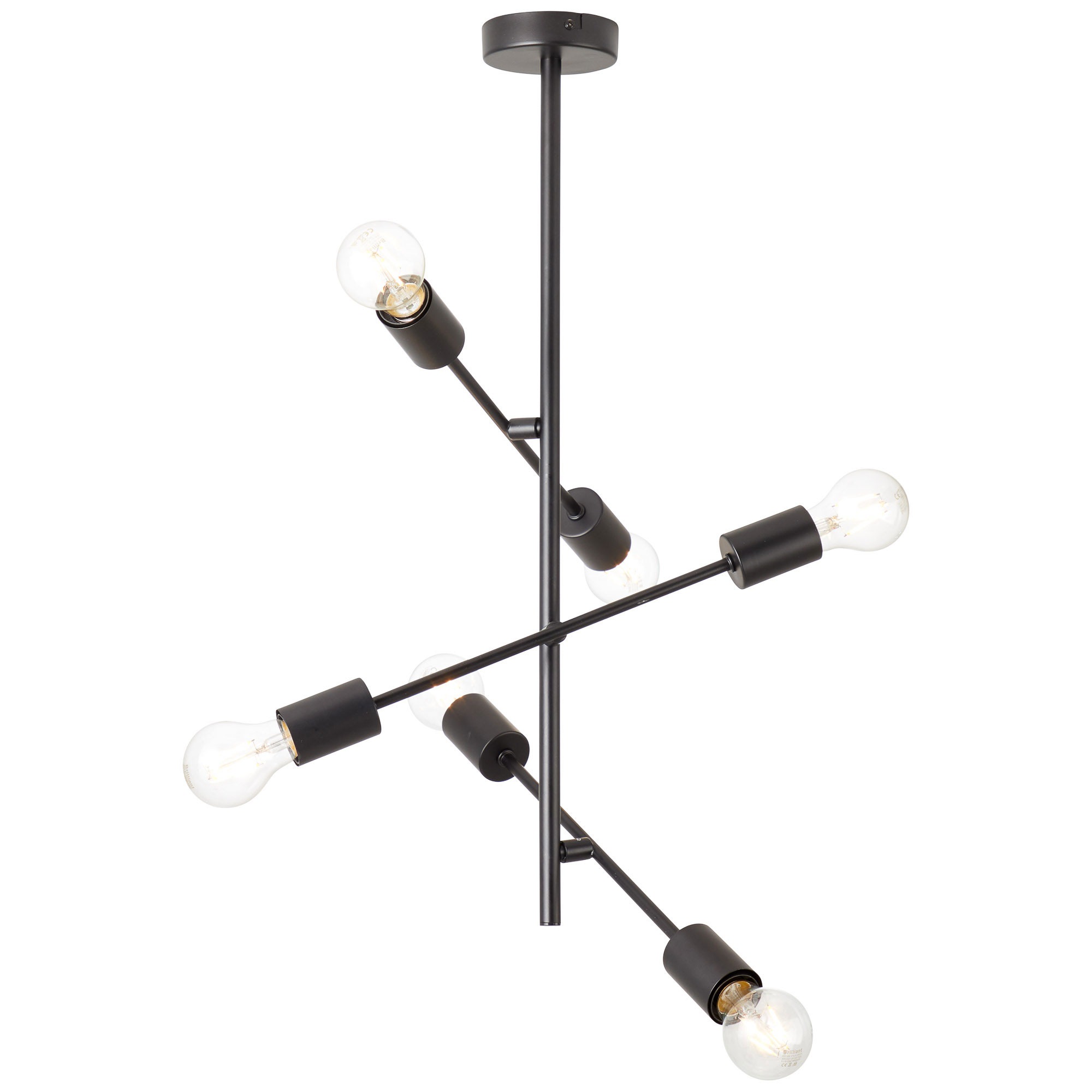Brilliant Leuchten Deckenleuchte »Elvera«, E27, 1 St., Deckenlampe 6flg schwarz matt