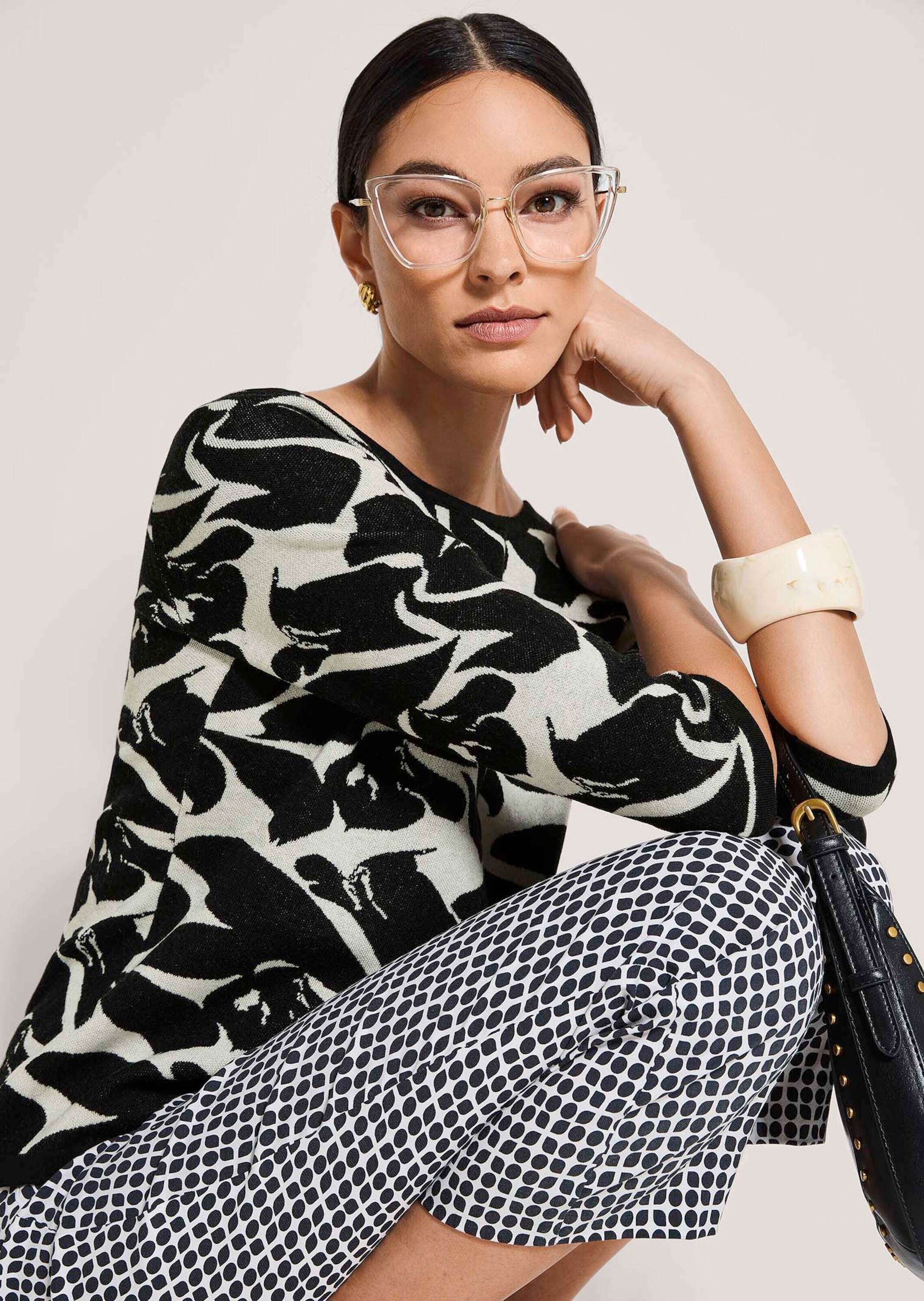 MADELEINE Longpullover »Feinstrickpullover Jacquardpullover mit grafischem Muster« Jacquard