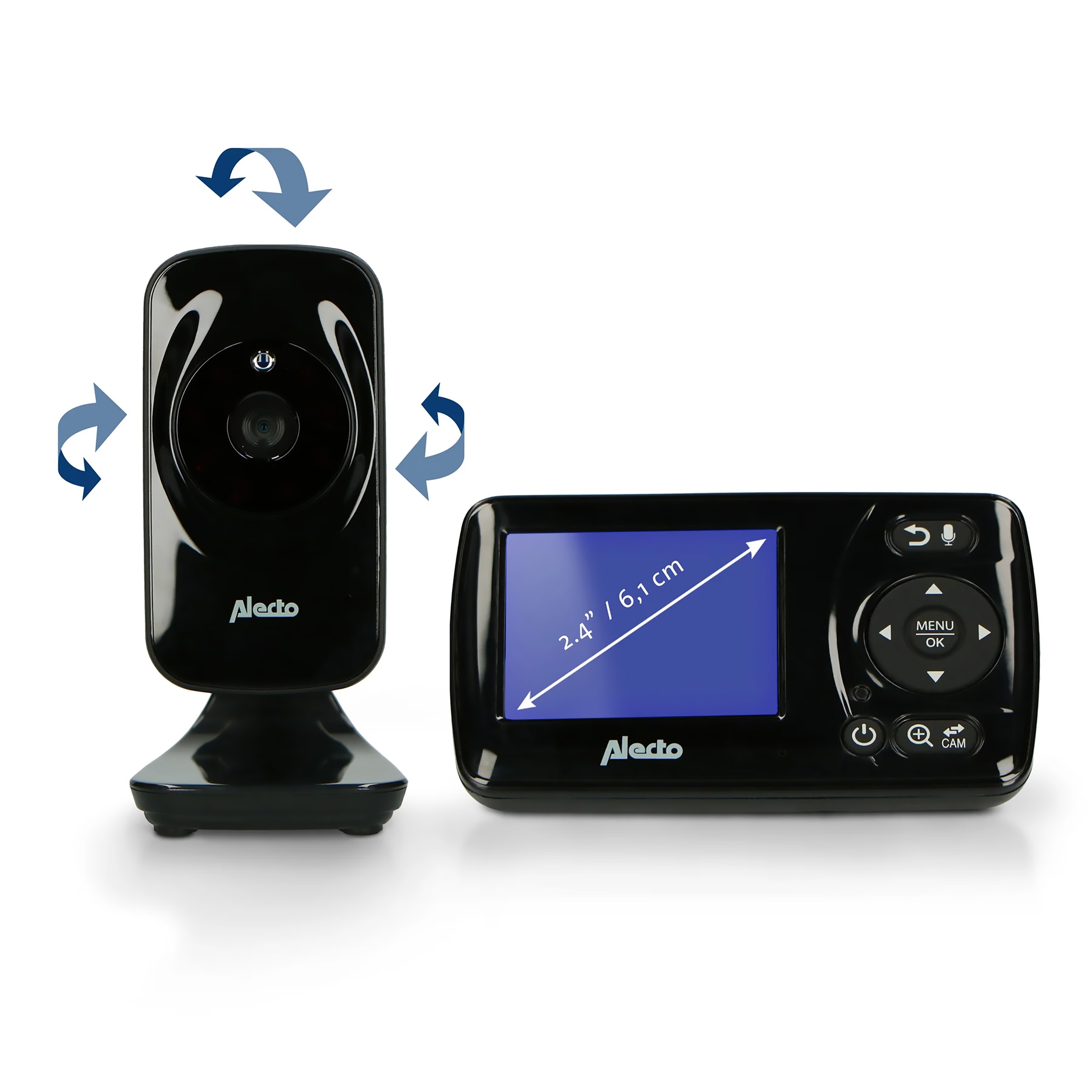 Alecto Video-Babyphone »DVM71 black«, (2 tlg.), 2.4" Farbdisplay, Schlaflieder und Temperaturanzeige