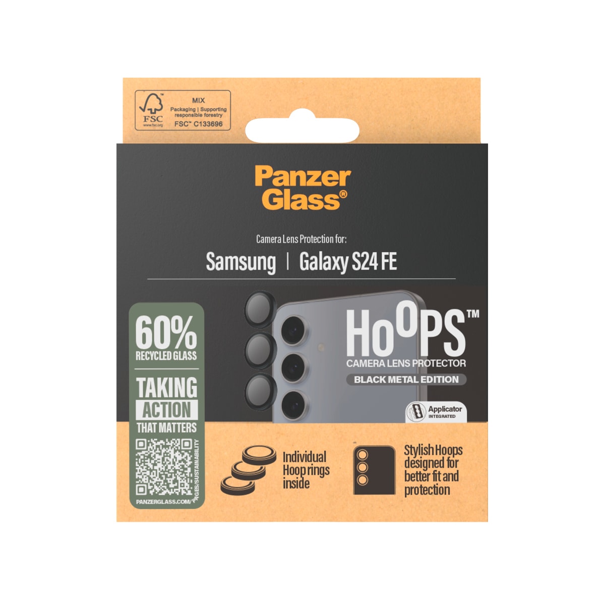 CARE by PanzerGlass Kameraschutzglas »Hoops Camera Lens Protection«, für Samsung Galaxy S23 FE, Kameraschutz, Schutzfolie, Linsenschutz, kratz- & stoßfest