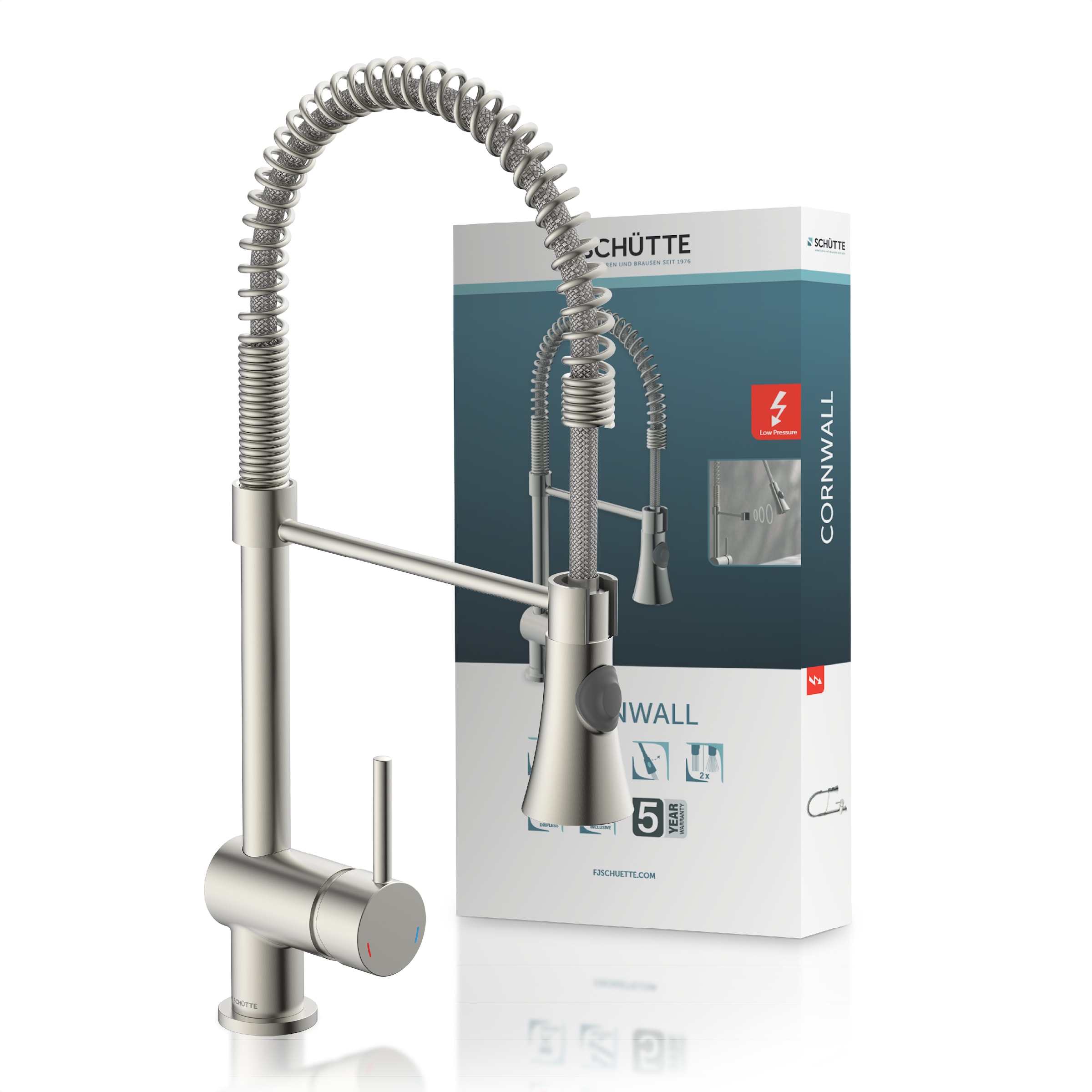 Schütte Spültischarmatur »Cornwall« Niederdruck Armatur Küche, Wasserhahn ausziehbar, 360° schwenkbar