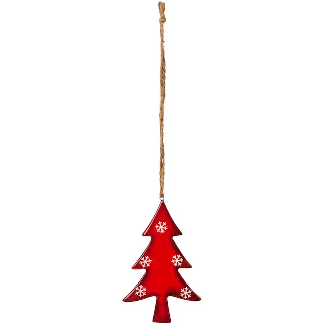 Creativ deco Hänge-Weihnachtsbaum »Weihnachtsdeko rot«, (12 St.), mit  Schneeflocken-Design im OTTO Online Shop