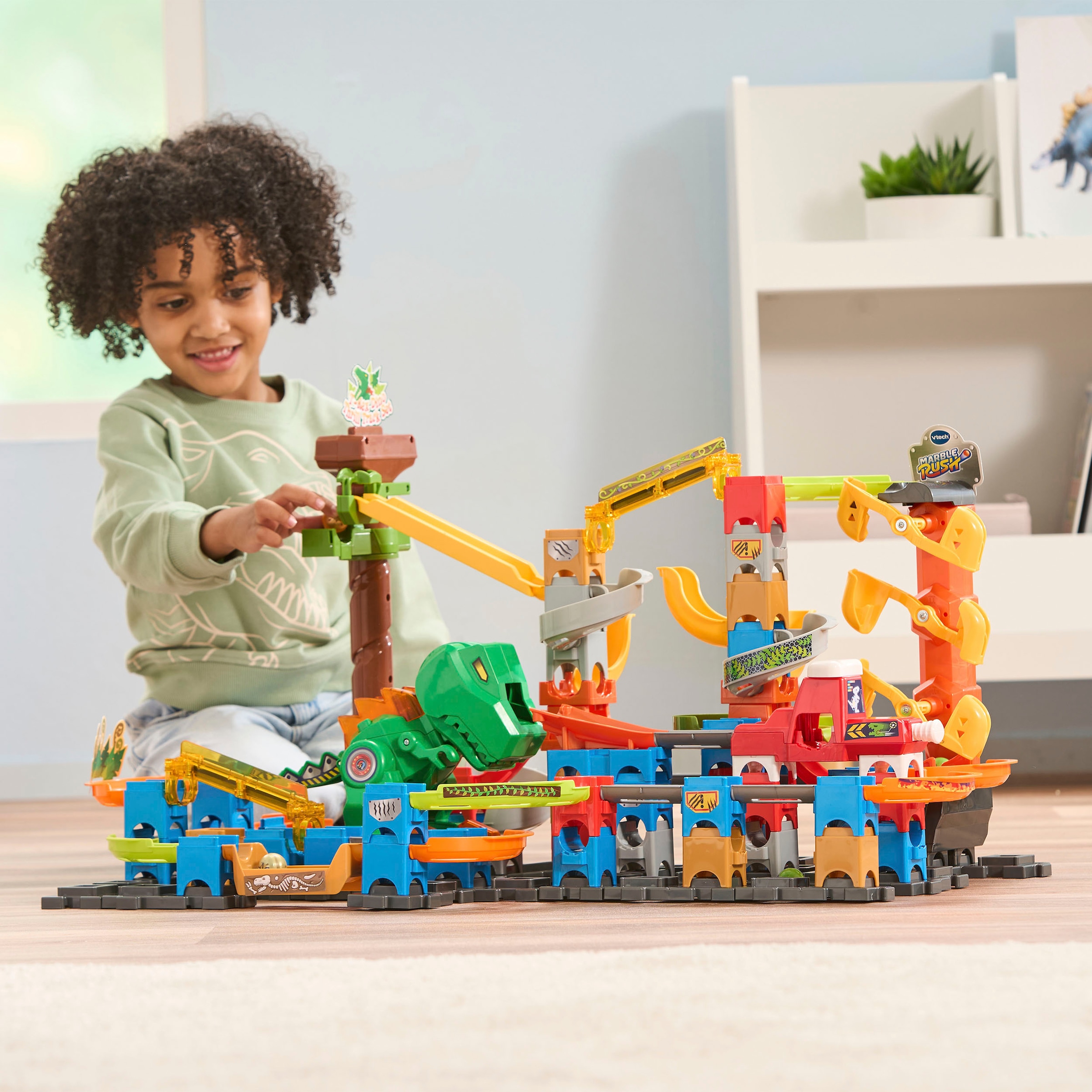 Vtech® Kugelbahn »Marble Rush - Dino Adventures Magnetic Set XL400 E«, mit Sound- und Lichteffekten