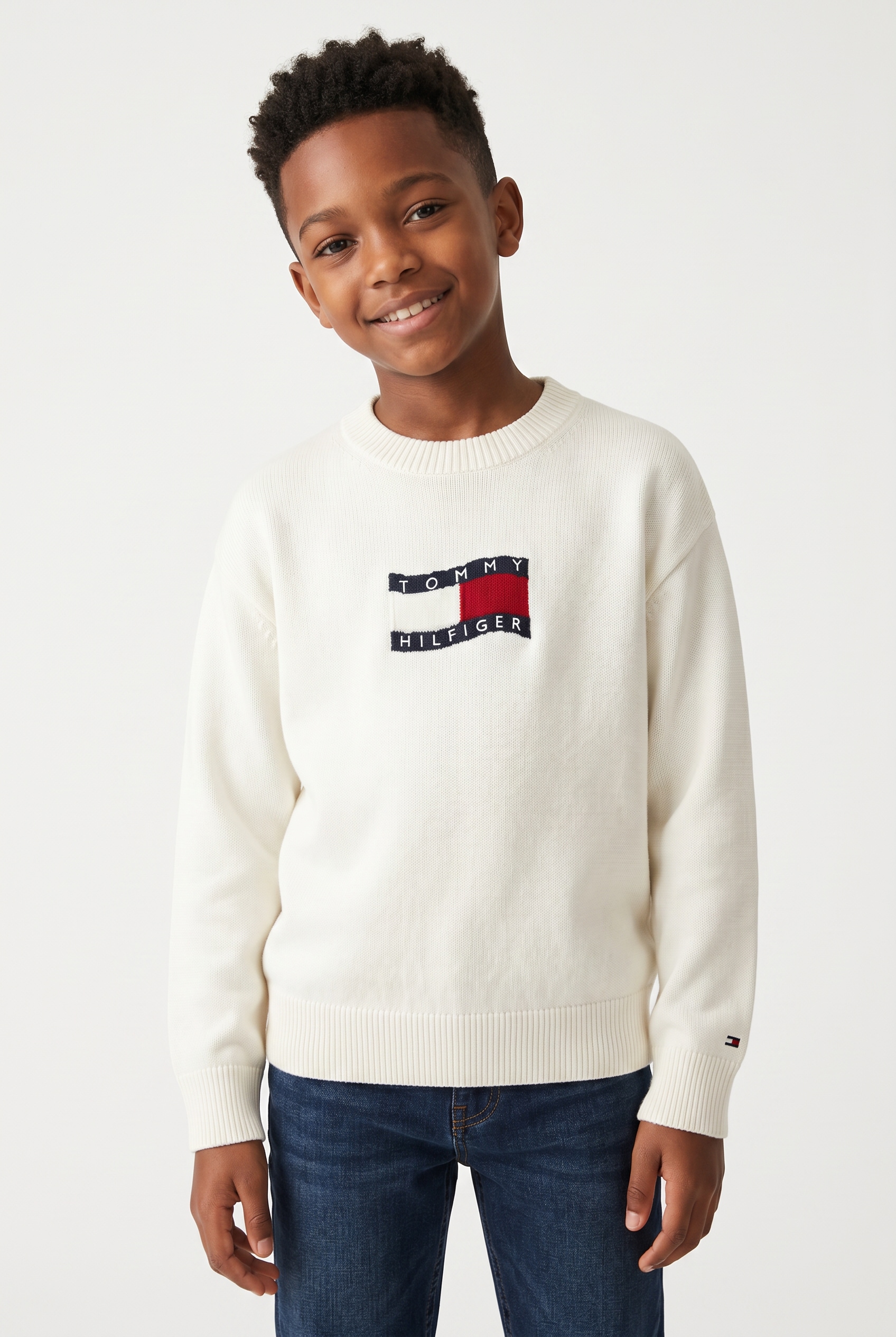 Tommy Hilfiger Strickpullover »WAVY FLAG SWEATER LS« Kinder bis 16 Jahre, Rundhals