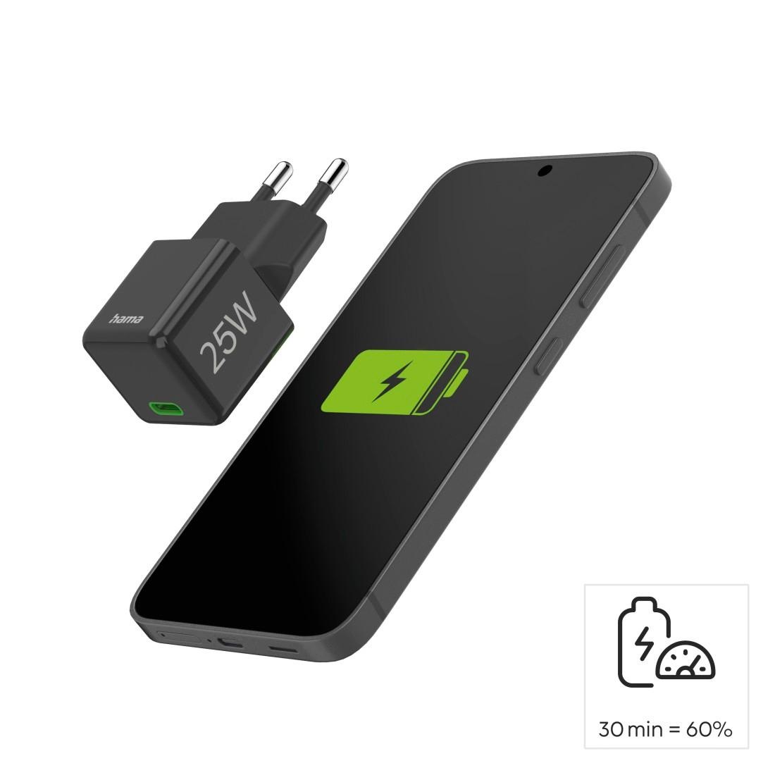 Hama Schnelllade-Gerät »Schnellladegerät (USB-C, PD/QC, extraklein 2,9 x 2,75 x 2,75 cm, 25 W)«, (1 St.)