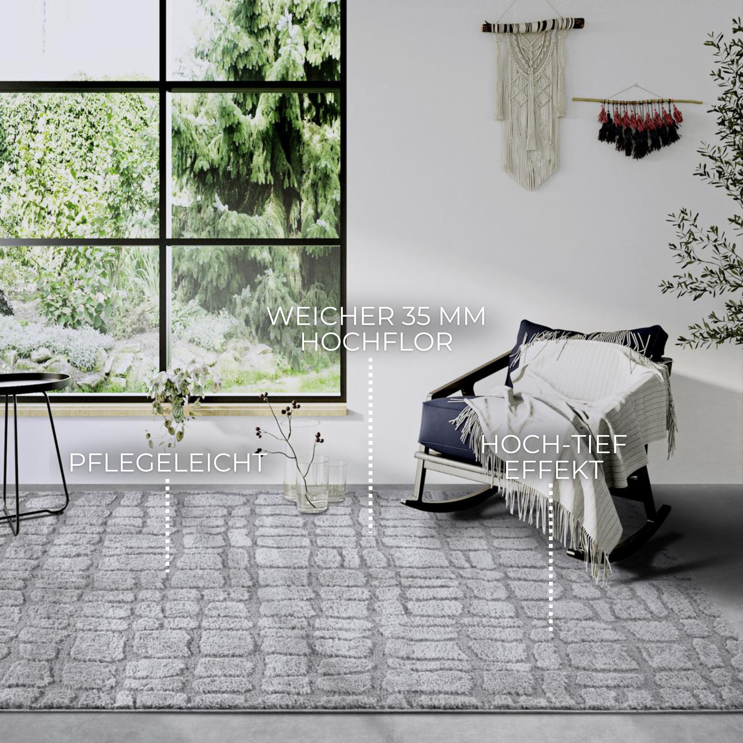 ELLE DECORATION Designteppich »Artistique«, rechteckig, 18 mm Höhe, Hochflor, Shaggy, Läufer, weich, Langflor, modern, Hoch Tief Effekt