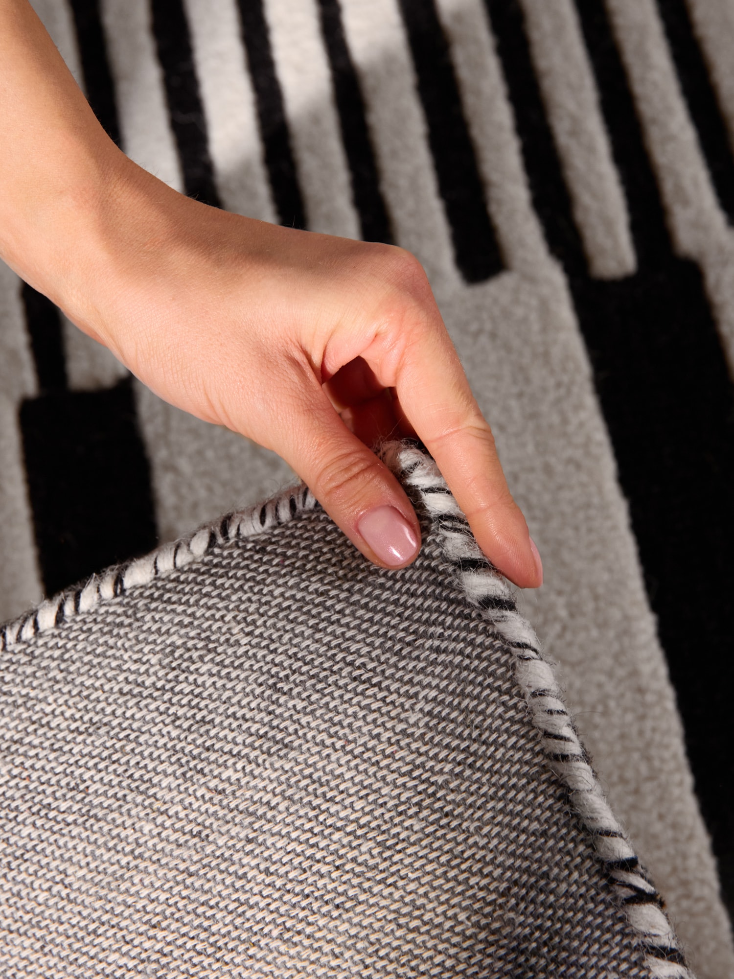 ELLE DECORATION Wollteppich »Pulse« rechteckig 12 mm Höhe Wolle, Natur, Wohnzimmer, Schlafzimmer, Modern, Geometrisch, Streifen