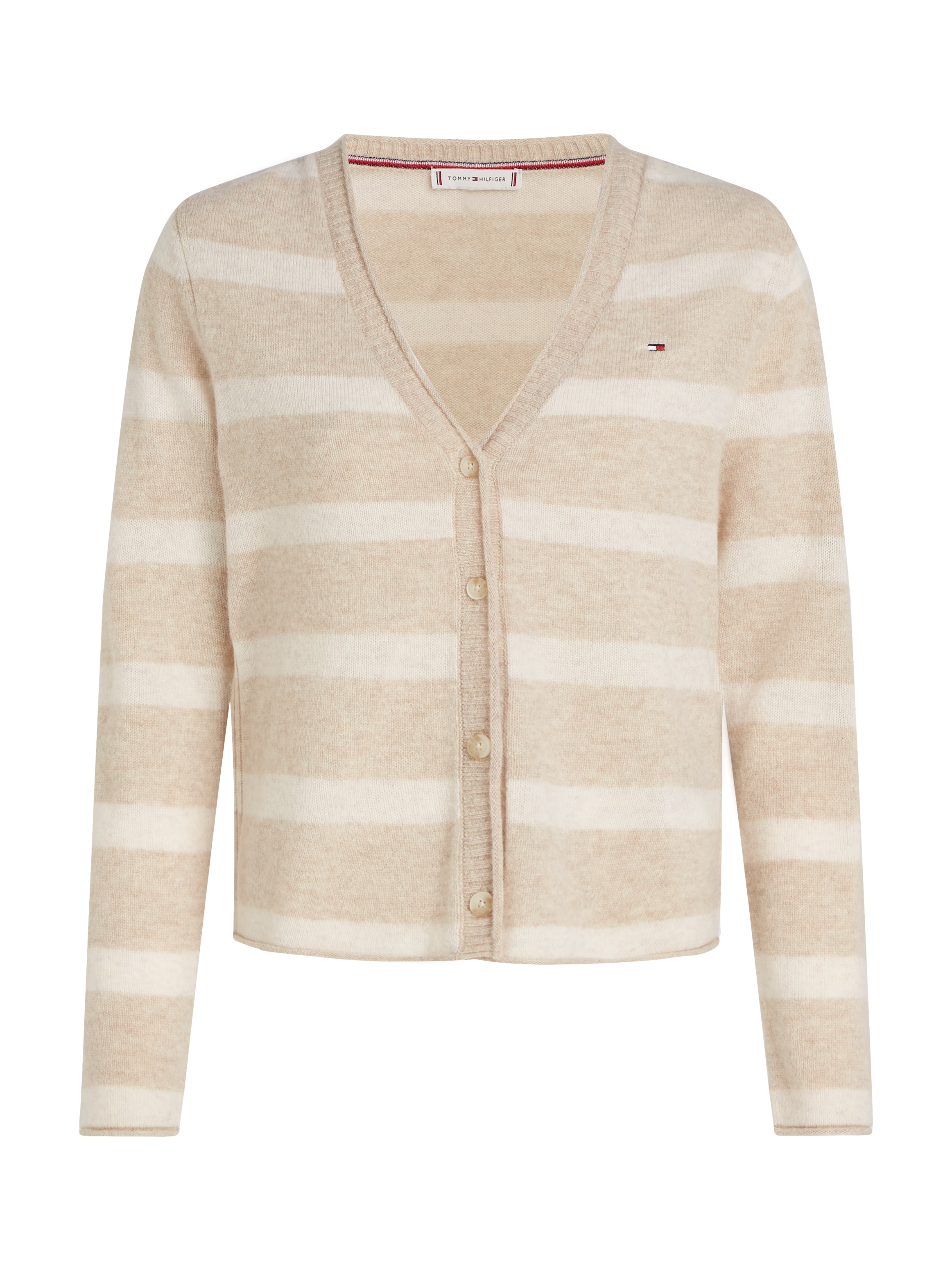 Tommy Hilfiger Strickjacke »SOFT WOOL V-NK CARDIGAN«, mit V-Ausschnitt, 100% Wolle