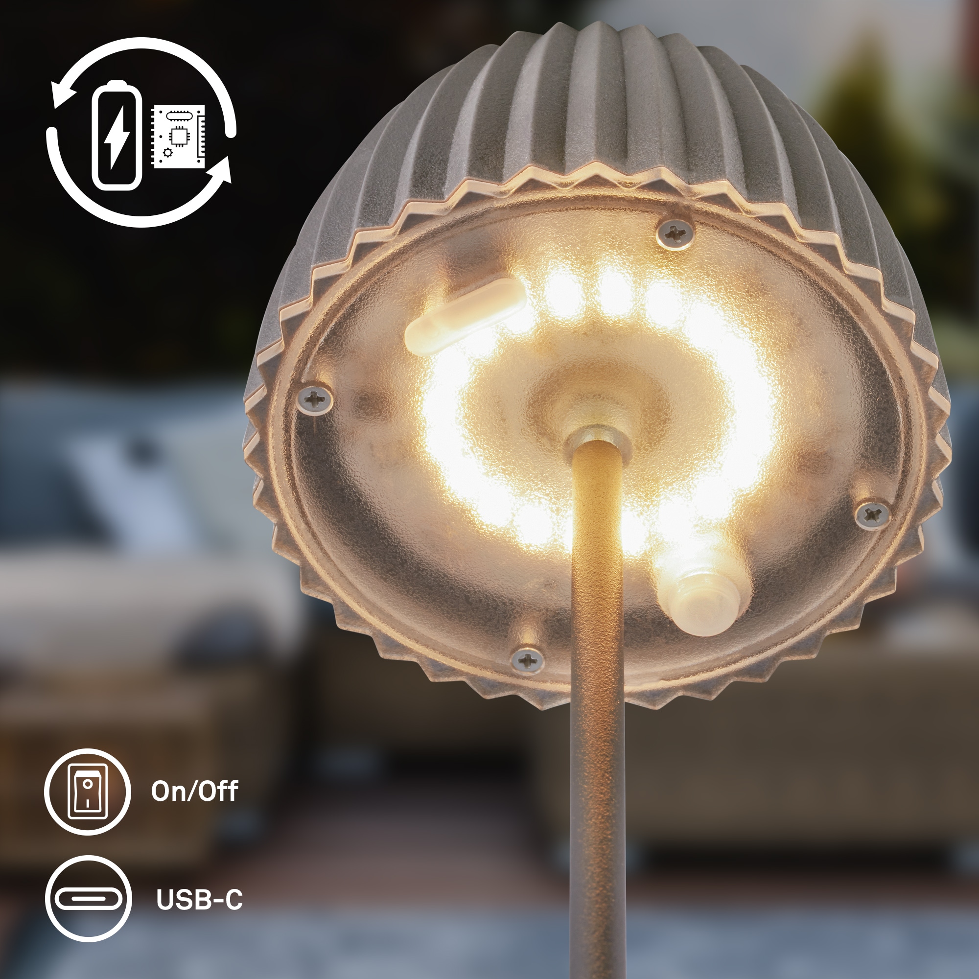 Briloner Leuchten LED Außen-Tischleuchte »RIFFLE« LED-Modul 1 Stk. Warmweiß 8,5x80,5 cm, Akku tauschbar, Outdoor, Balkon, Terrasse