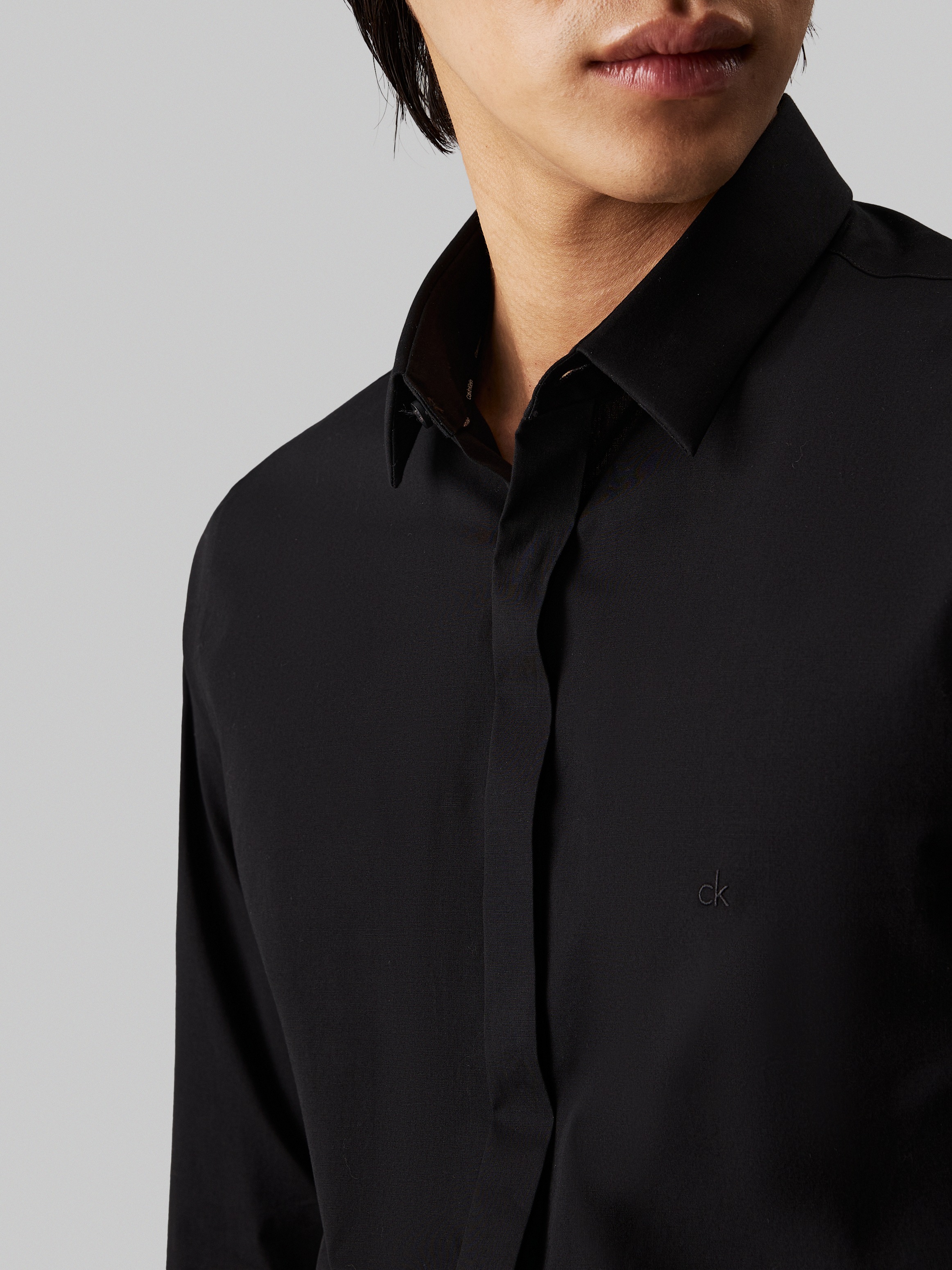 Calvin Klein Langarmhemd »POPLIN HP EXTRA SLIM SHIRT«, mit Logostickerei