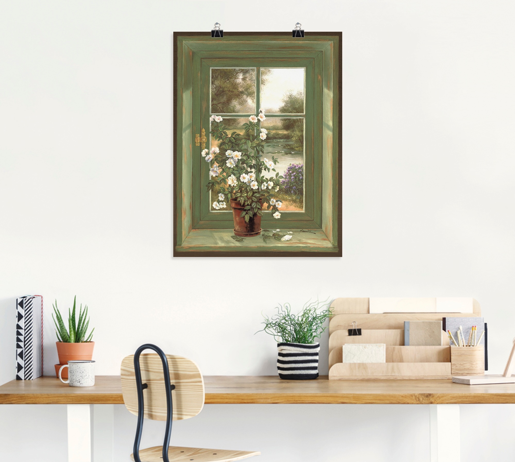 Artland Wandbild »Wildrosen am Fenster« Arrangements 1 Stk. tlg. als Alubild, Leinwandbild, Poster in verschied. Größen
