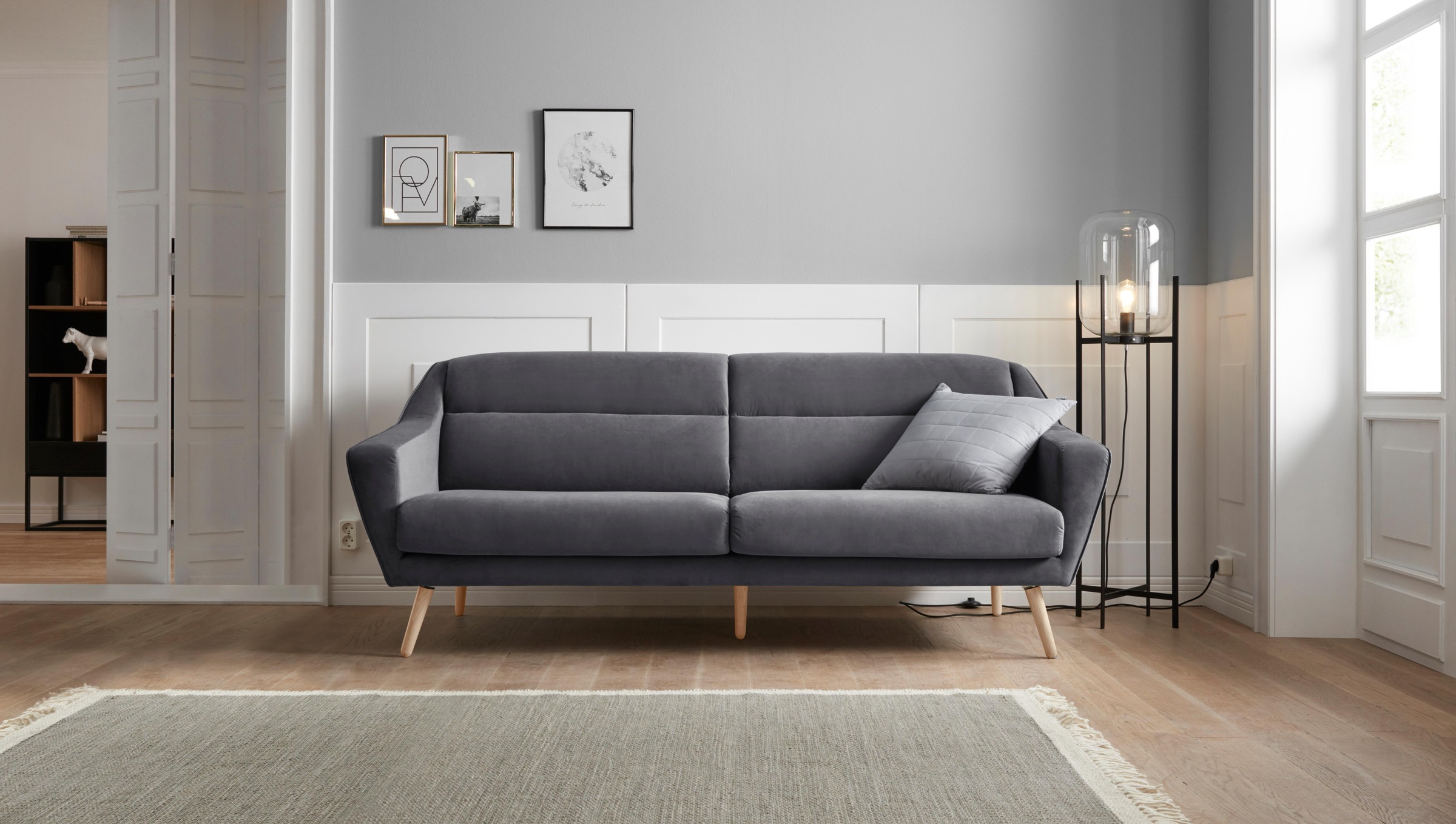 OTTO home 3-Sitzer »Bille« mit Naht im Rückenkissen und Eiche-Beinen, Design by Morten Georgsen