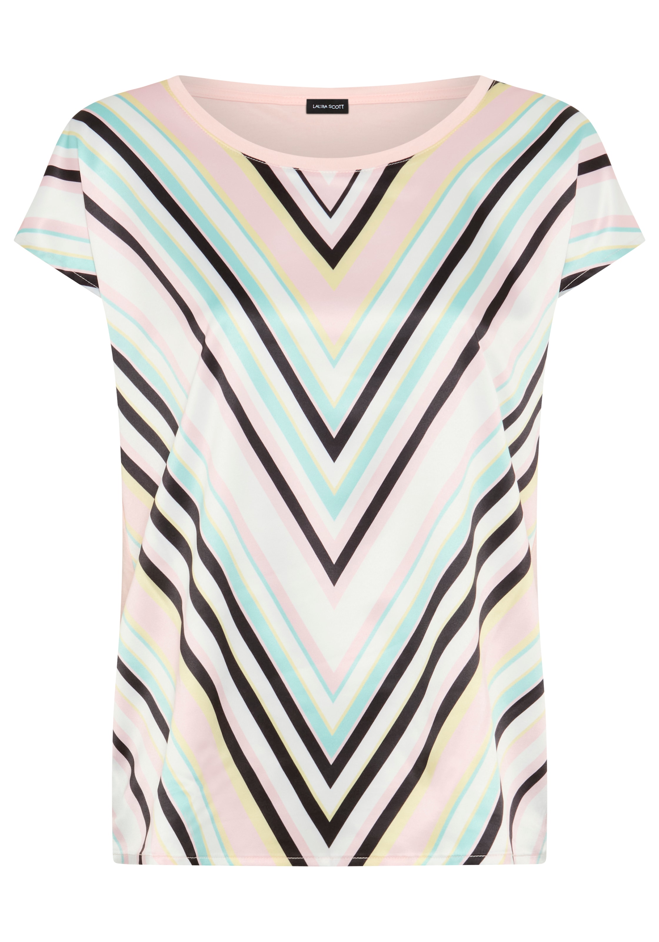 Laura Scott gemustert und gestreift, femininer Stil, Rundhalsausschnitt