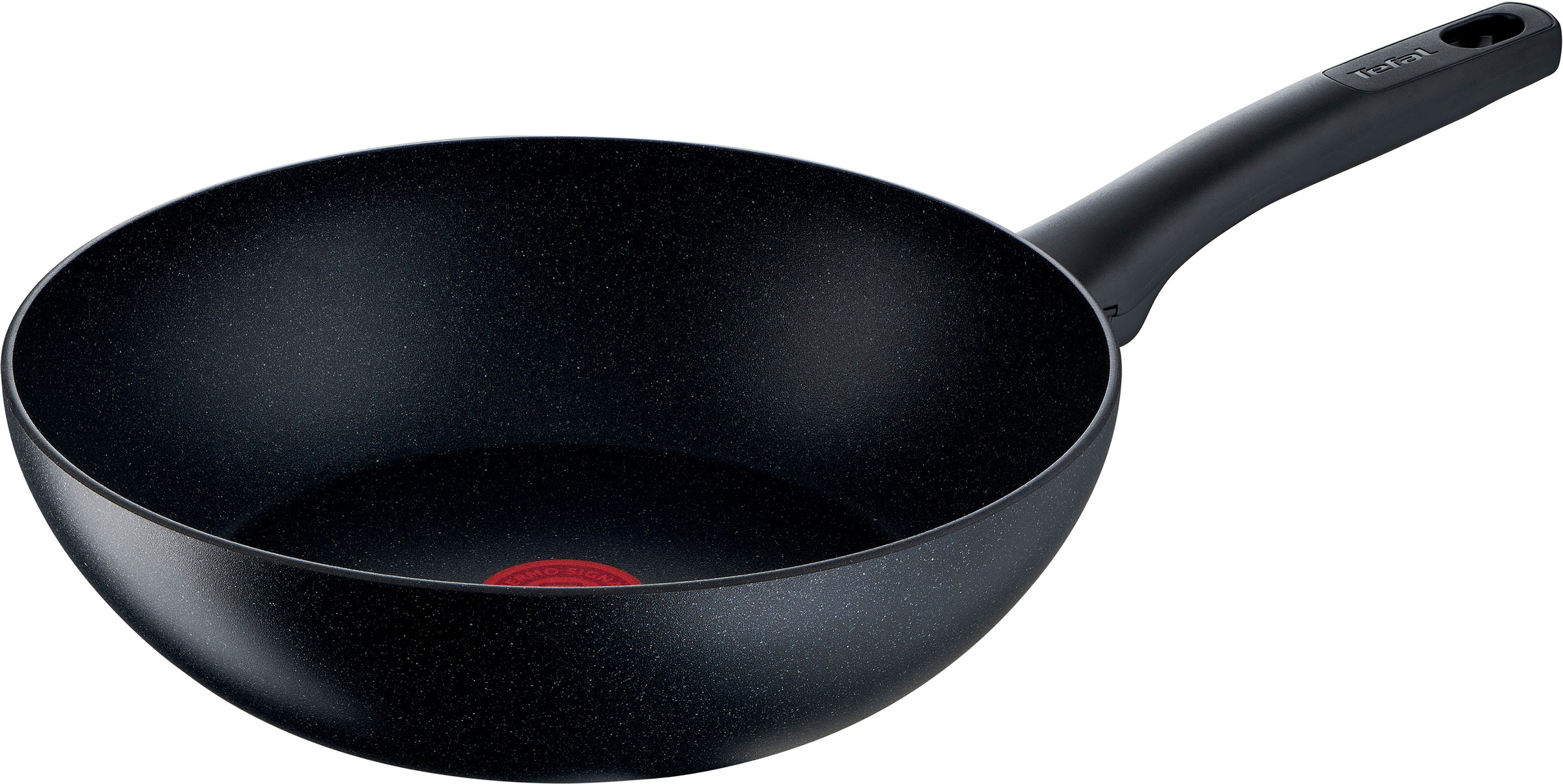 Tefal Wok »G28119 Black Stone«, Aluminium, (1 tlg.), unbedenkliche Antihaftversiegelung, natürliche Mineralia+ Beschichtung, Stone-Effekt, Thermo-Signal-Temperaturanzeiger, induktionsgeeignet, Ø 28 cm