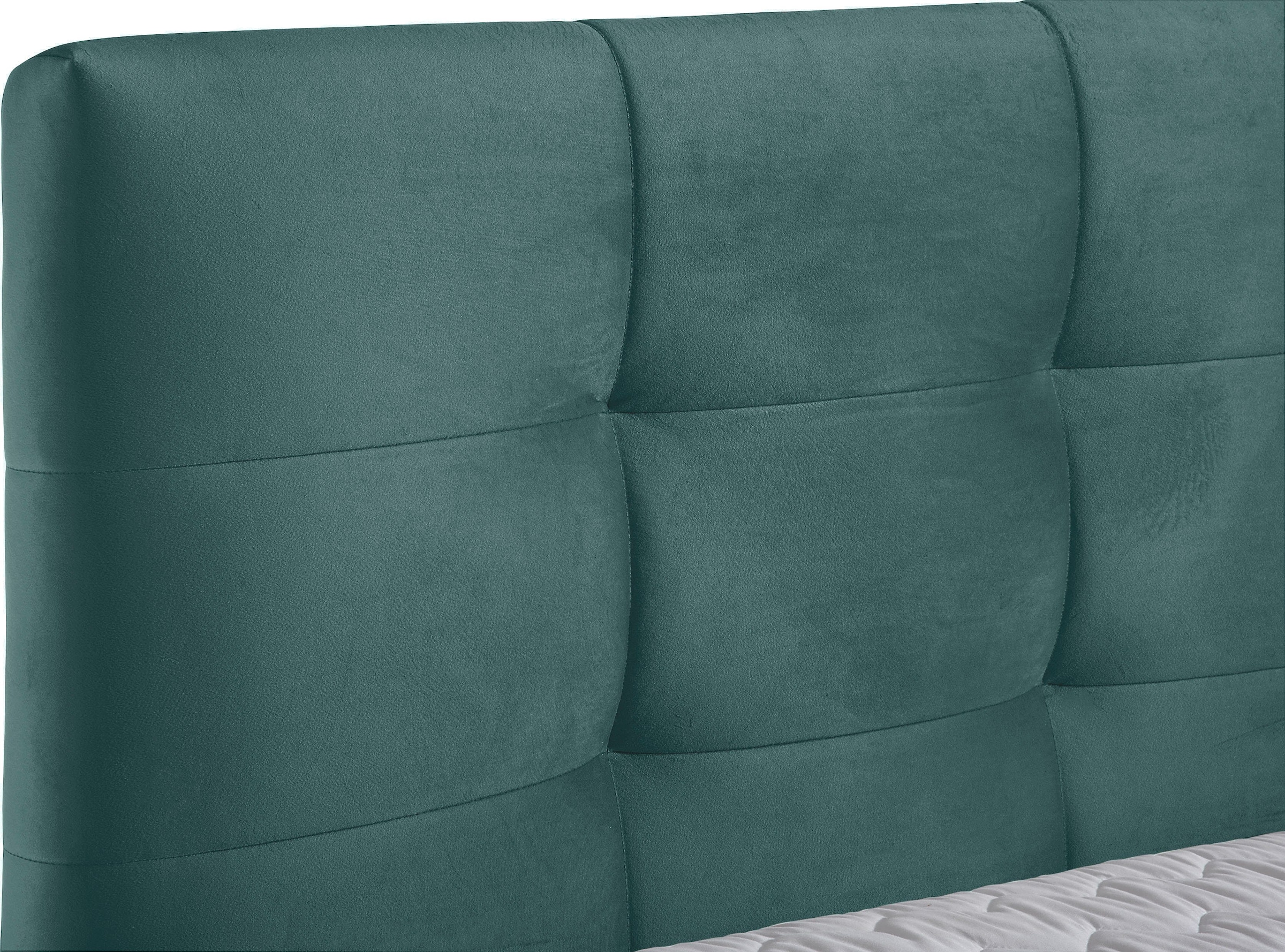 andas Boxspringbett »Salo XXL«, in Samtoptik oder Struktur, 6 Breiten in Überlänge 220cm, 4 Härtegrade