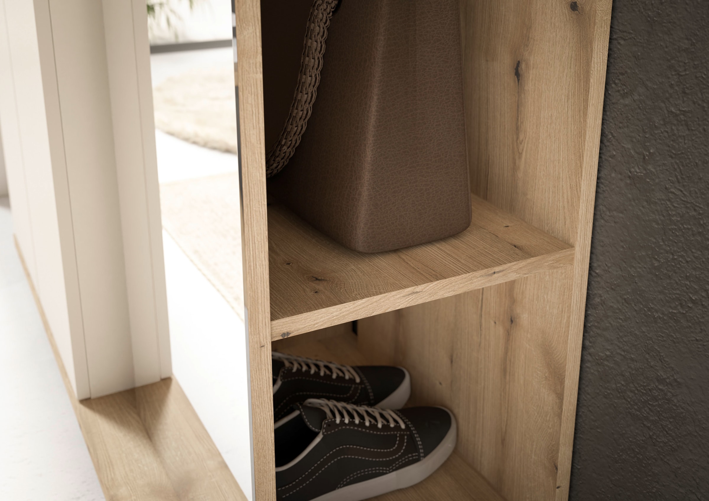 HBZ Garderoben-Set »Kompaktgarderobe, BxHxT 105x188x38 cm mit Spiegel«, (2 St.), Breite 105cm, Softclose, Melaminbeschichtet, Spiegel