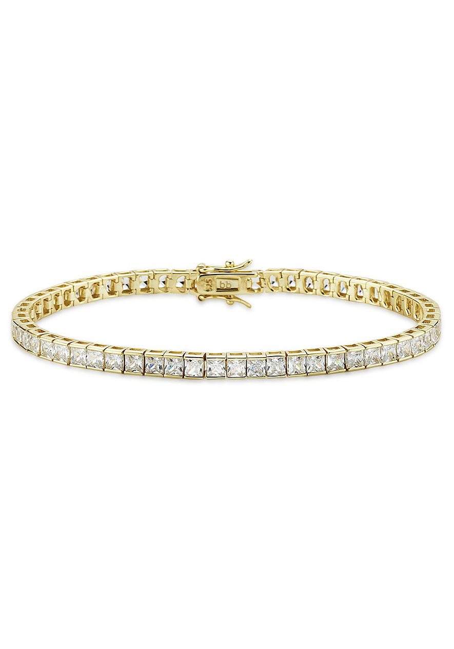 Tennisarmband »Schmuck Geschenk, Armkette Tennisarmband Carréschliff Gold«, mit...
