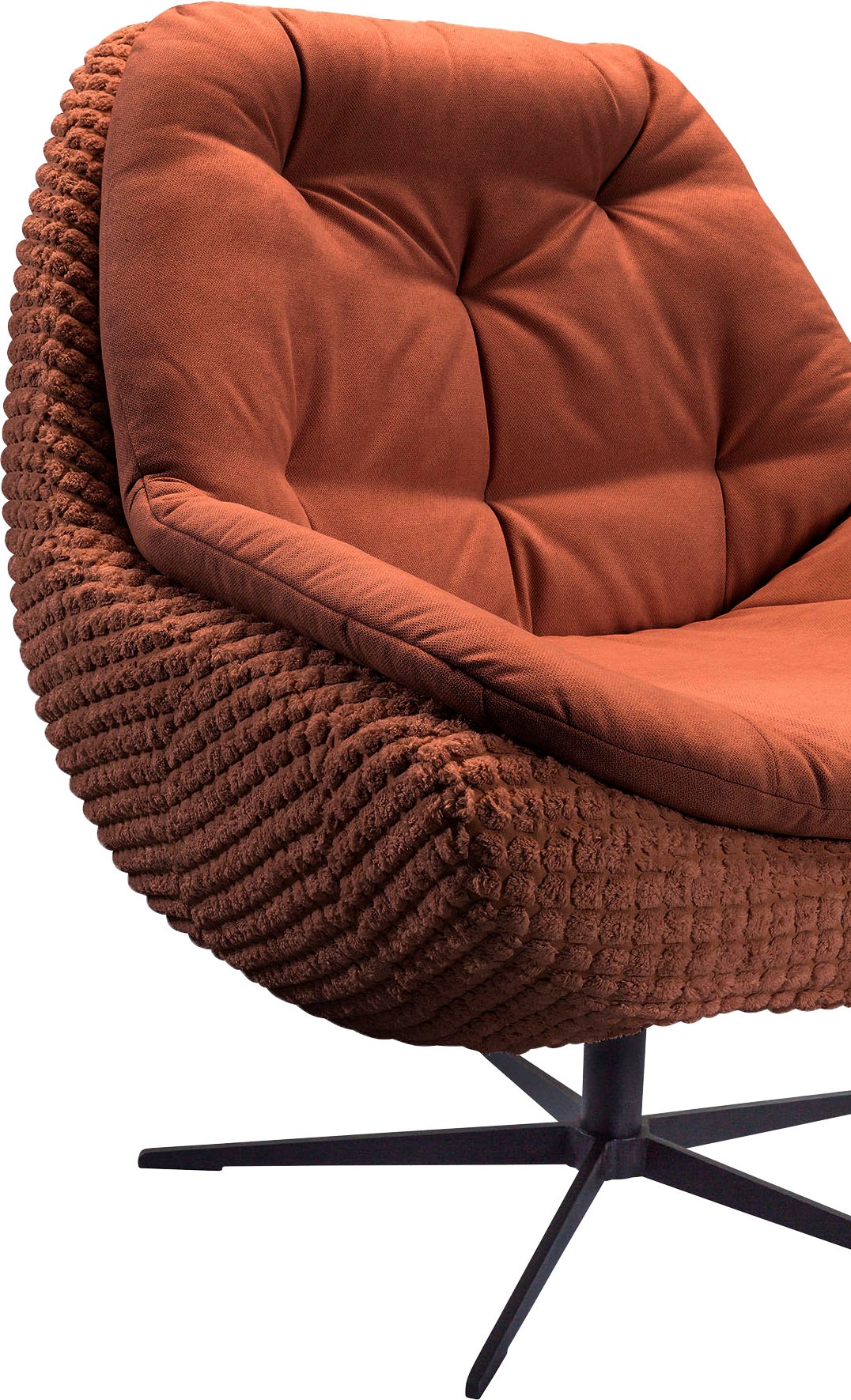exxpo - sofa fashion Drehsessel »Dim, Loungesessel im Materialmix, Design und Komfort, Solitärmöbel«, Drehsessel bequem gepolstert mit elegantem Metall-Sternfuss