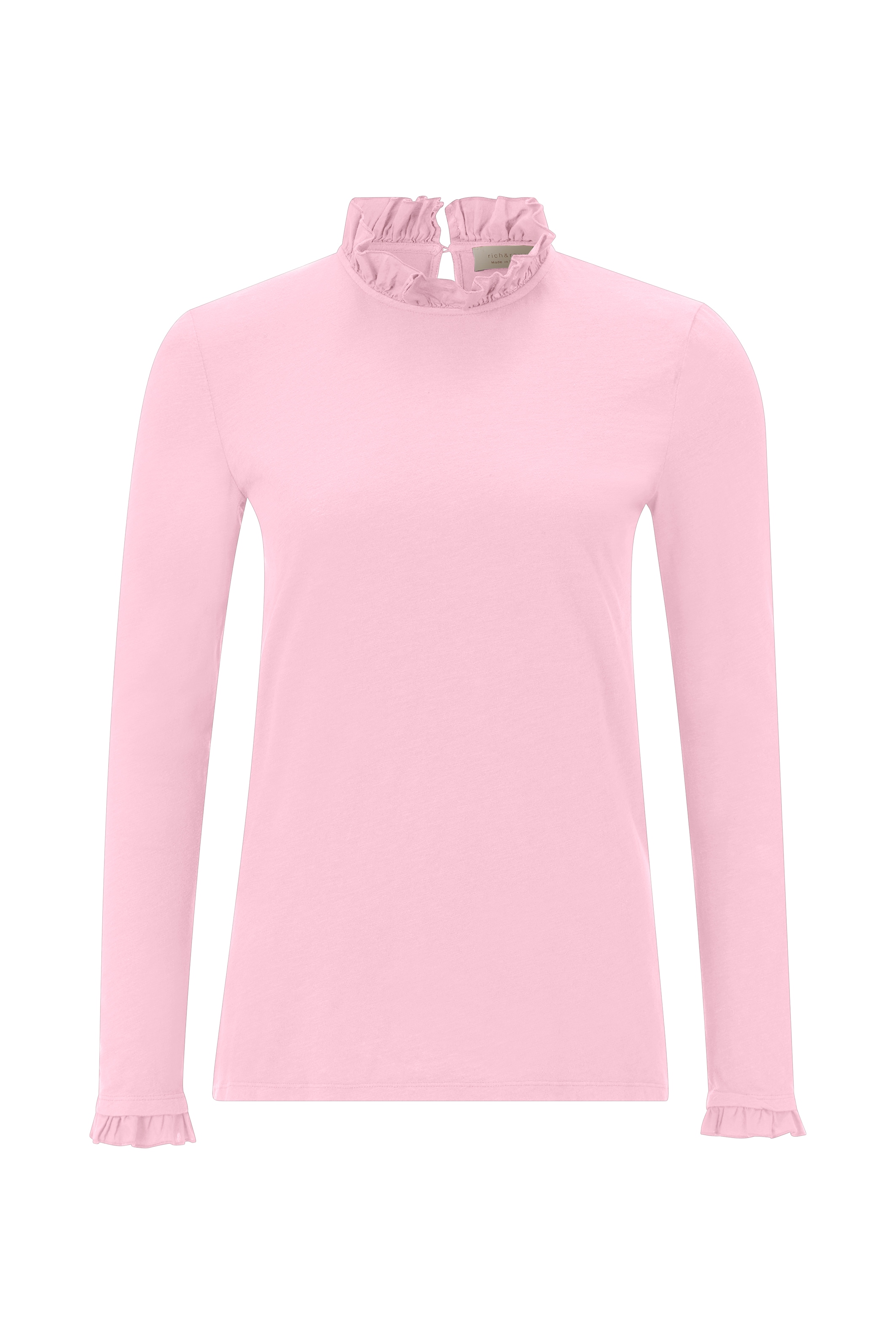 RICHROYAL Langarmshirt »2409 O Slub F LS«, mit Rüschenkante an Ausschnitt und Ärmelsaum
