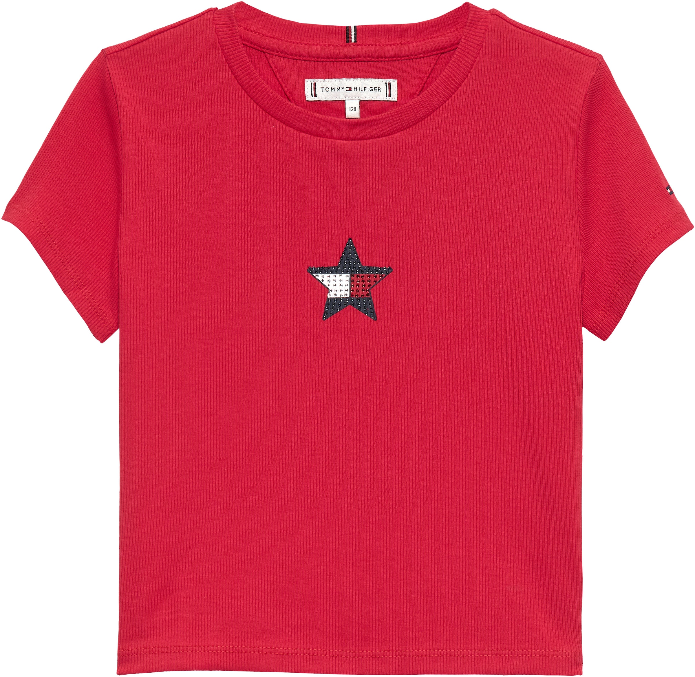Tommy Hilfiger T-Shirt »STAR FLAG TEE SHORT SLEEVE« Kinder bis 16 Jahre, Logo mit Strass-Steinen